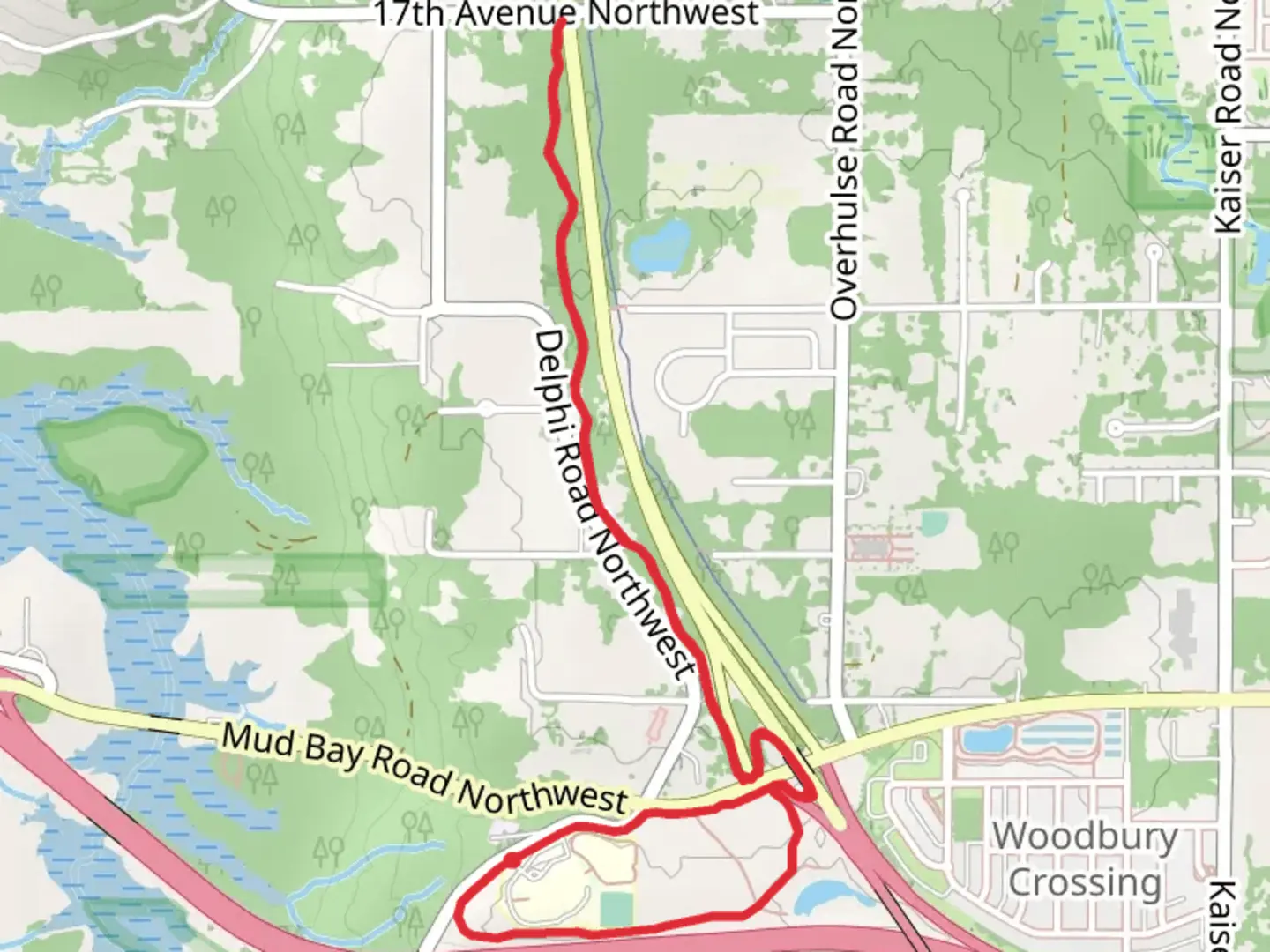 An image depicting the trail McLane Dog Park Loop and its surrounding area.