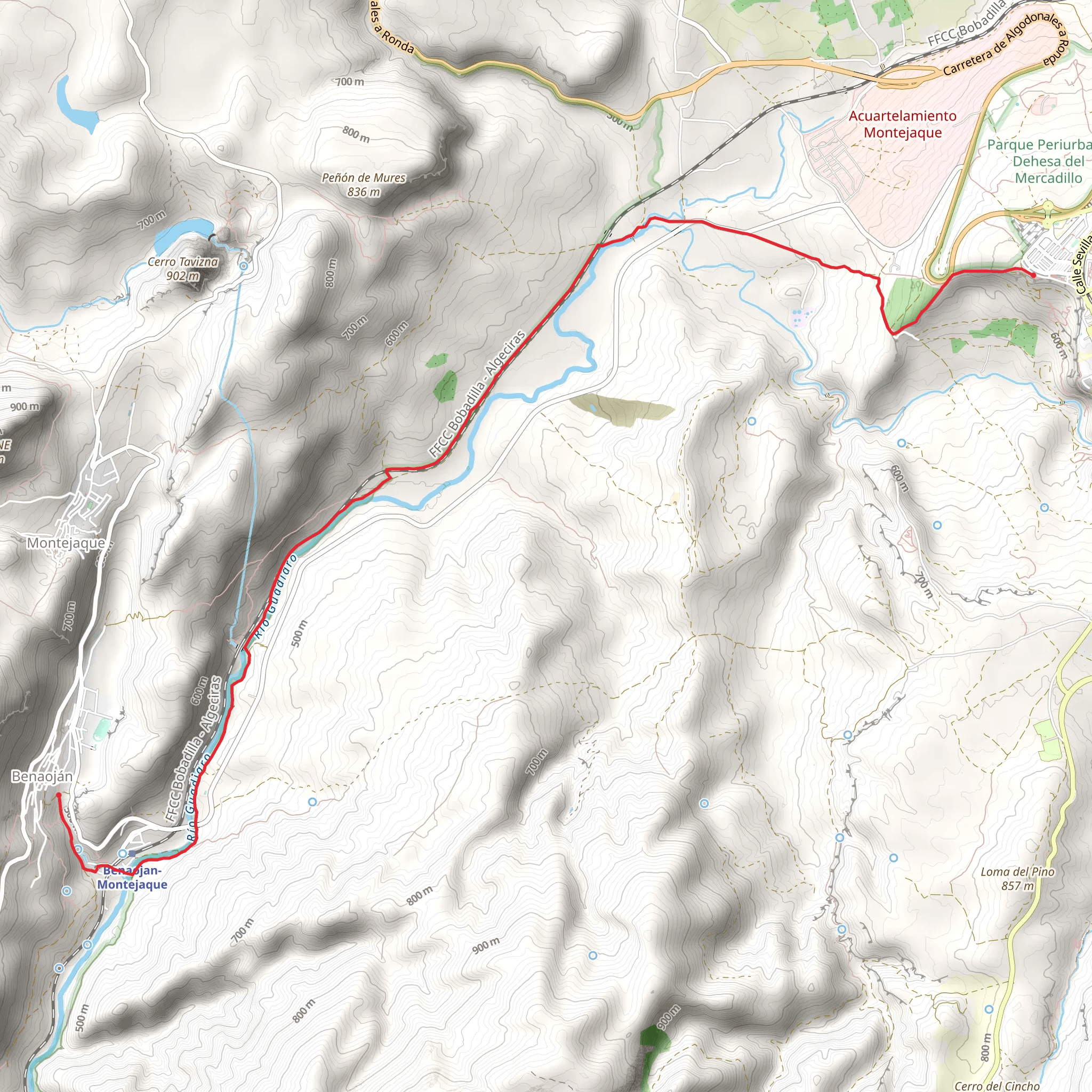 From Ronda to Benaojan - Guadiaro PR A 253 mobile static map