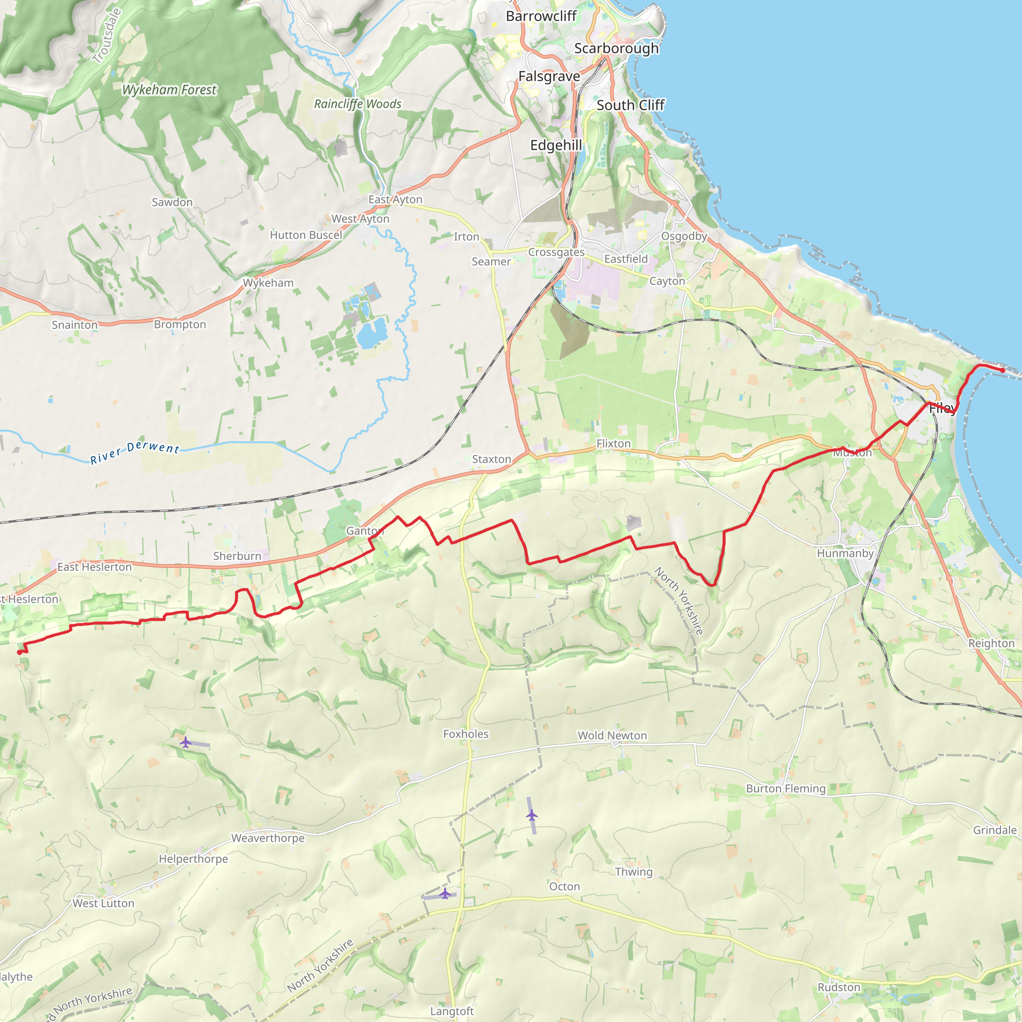 West Heslerton to Filey - Wolds Way mobile static map