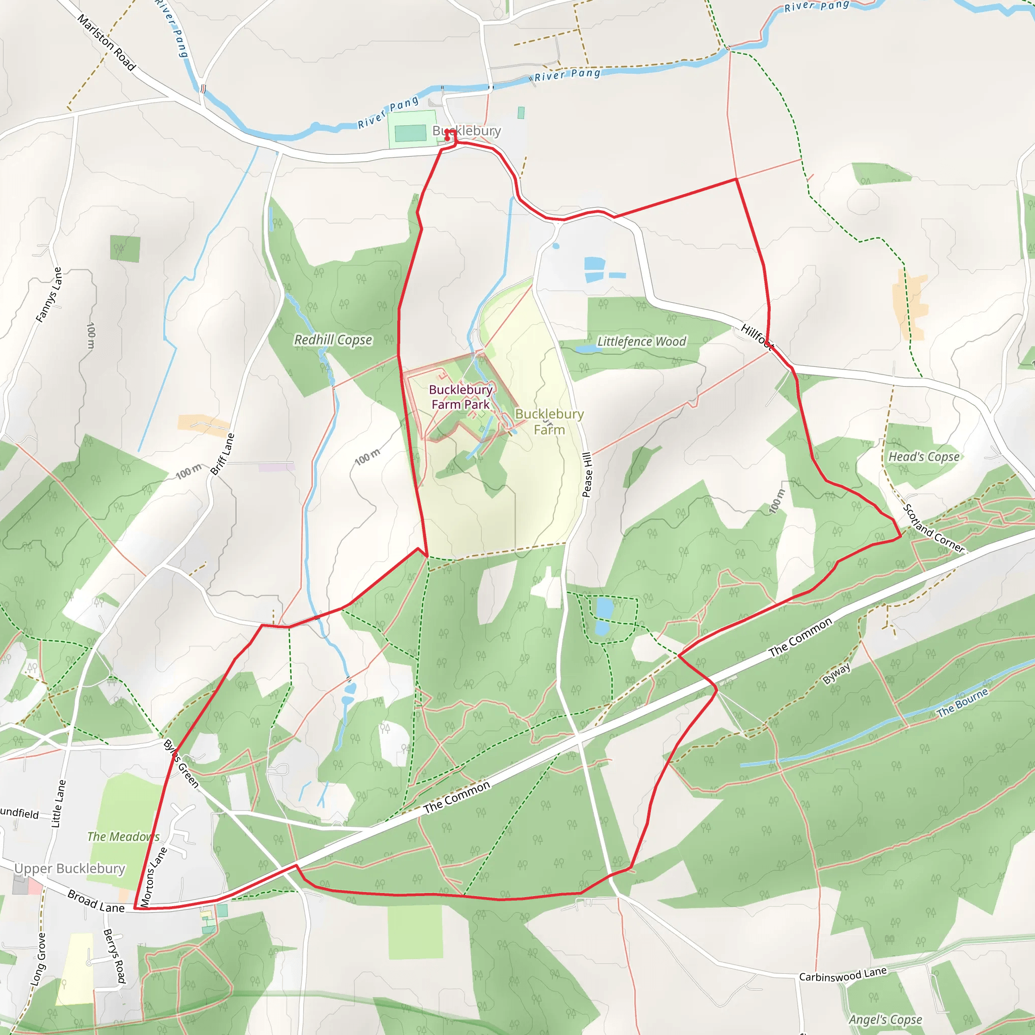 Bucklebury Farm Park and Lodge Copse Loop mobile static map