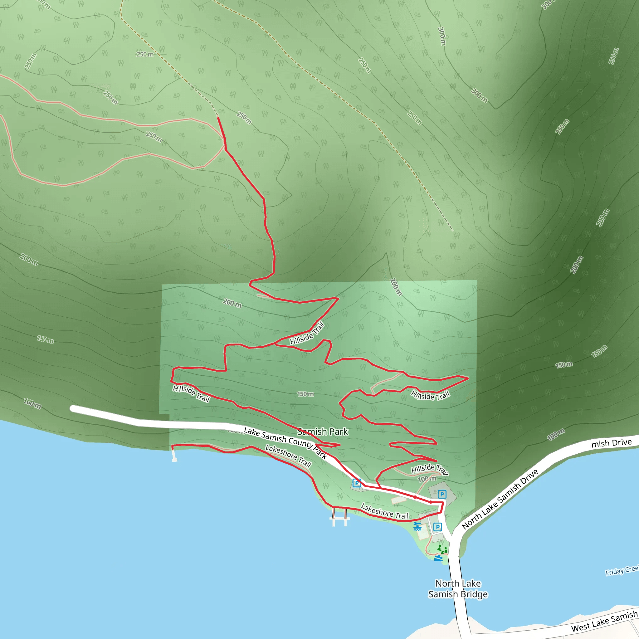 Lakeshore and Hillside Loop Trail mobile static map