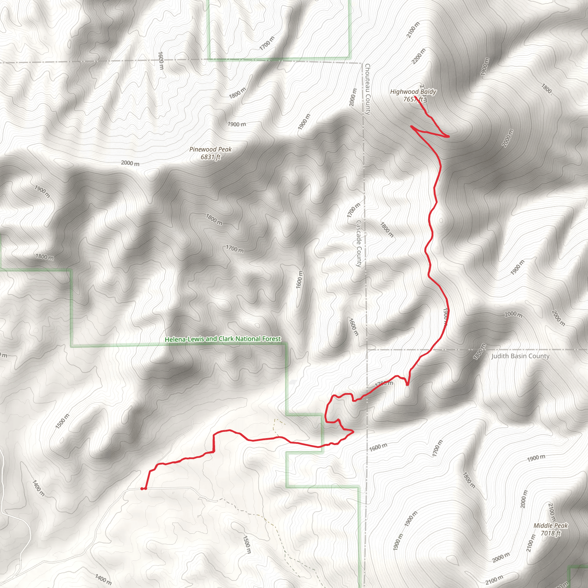 Highwood Baldy from Pinewood Lane mobile static map