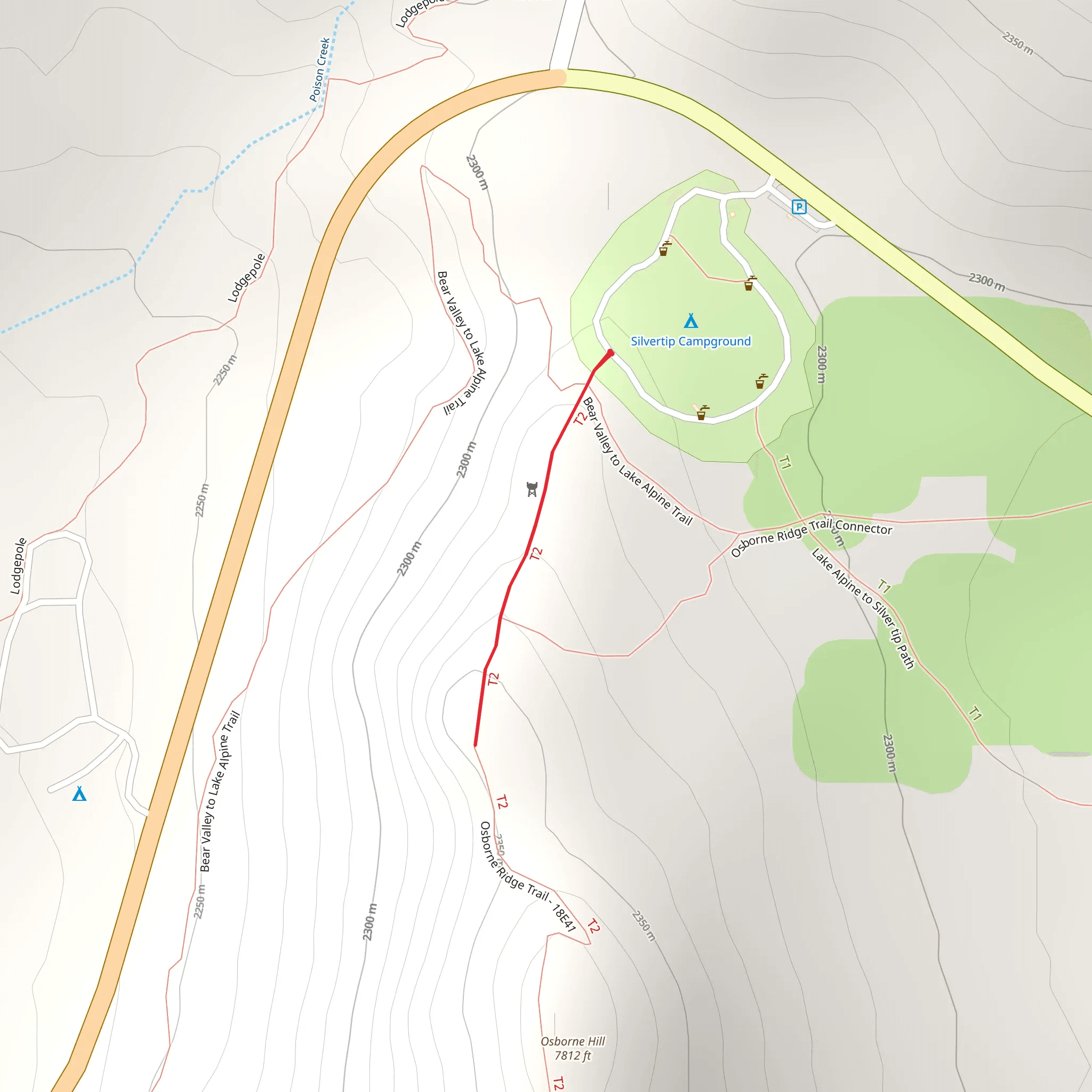 Silvertip Campground Road mobile static map