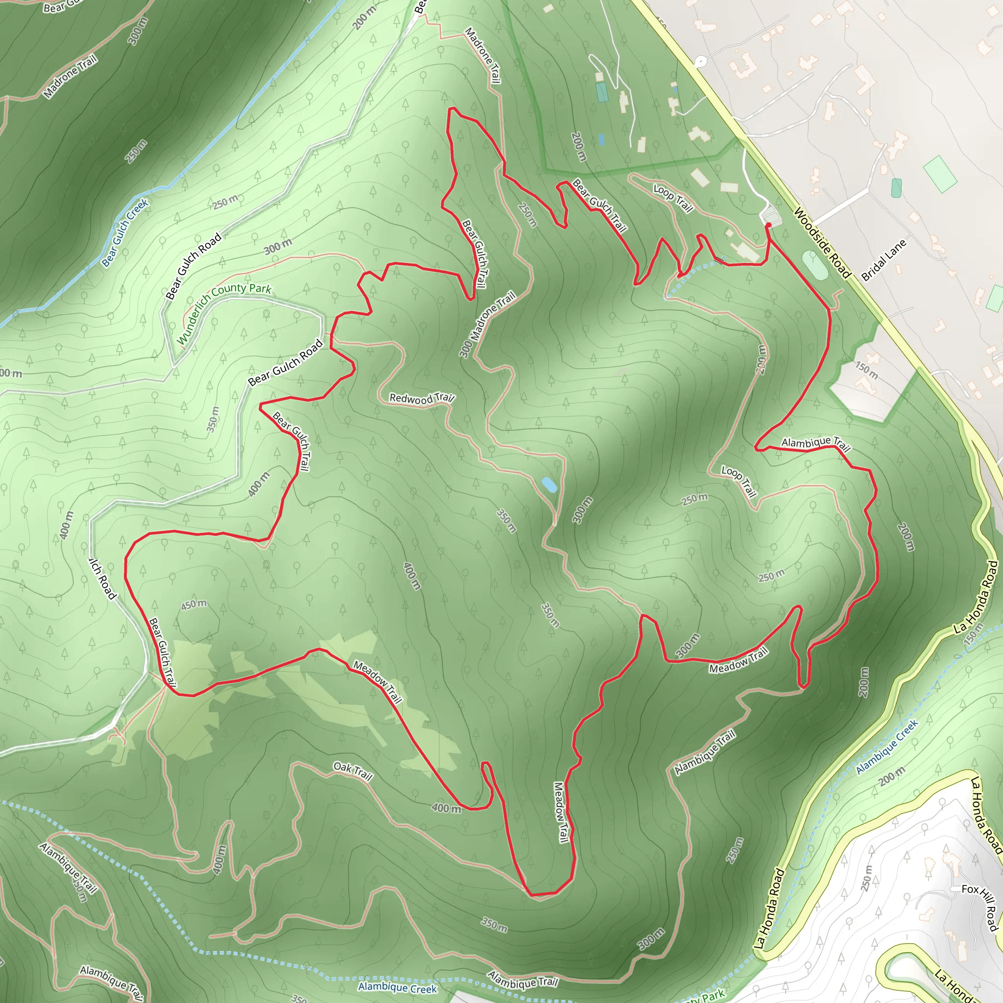Alambique and Bear Gulch Loop Trail mobile static map