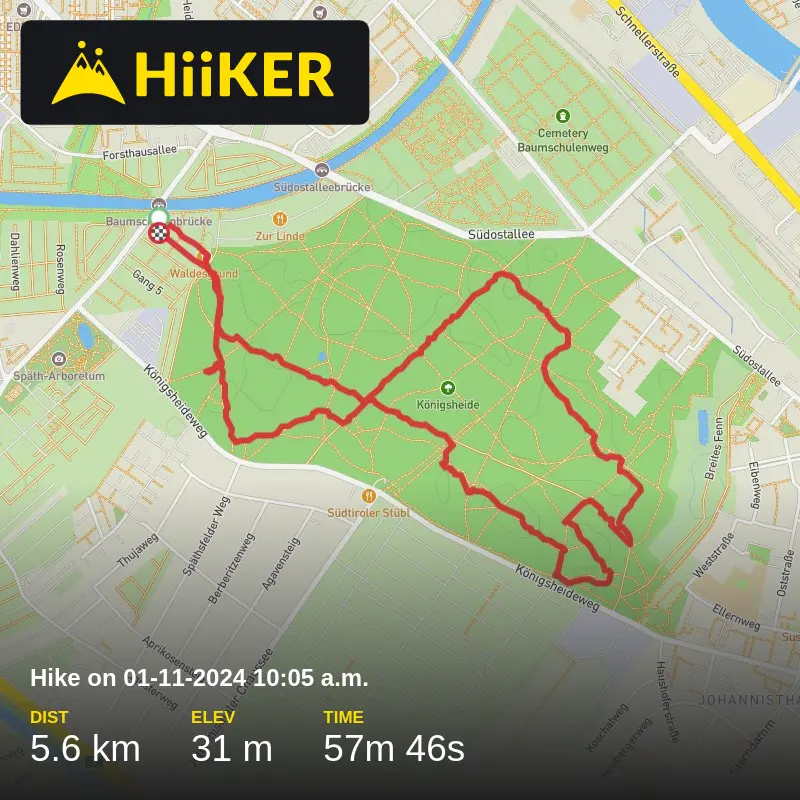 A map preview of the recording Hike on 01-11-2024 10:05 a.m..