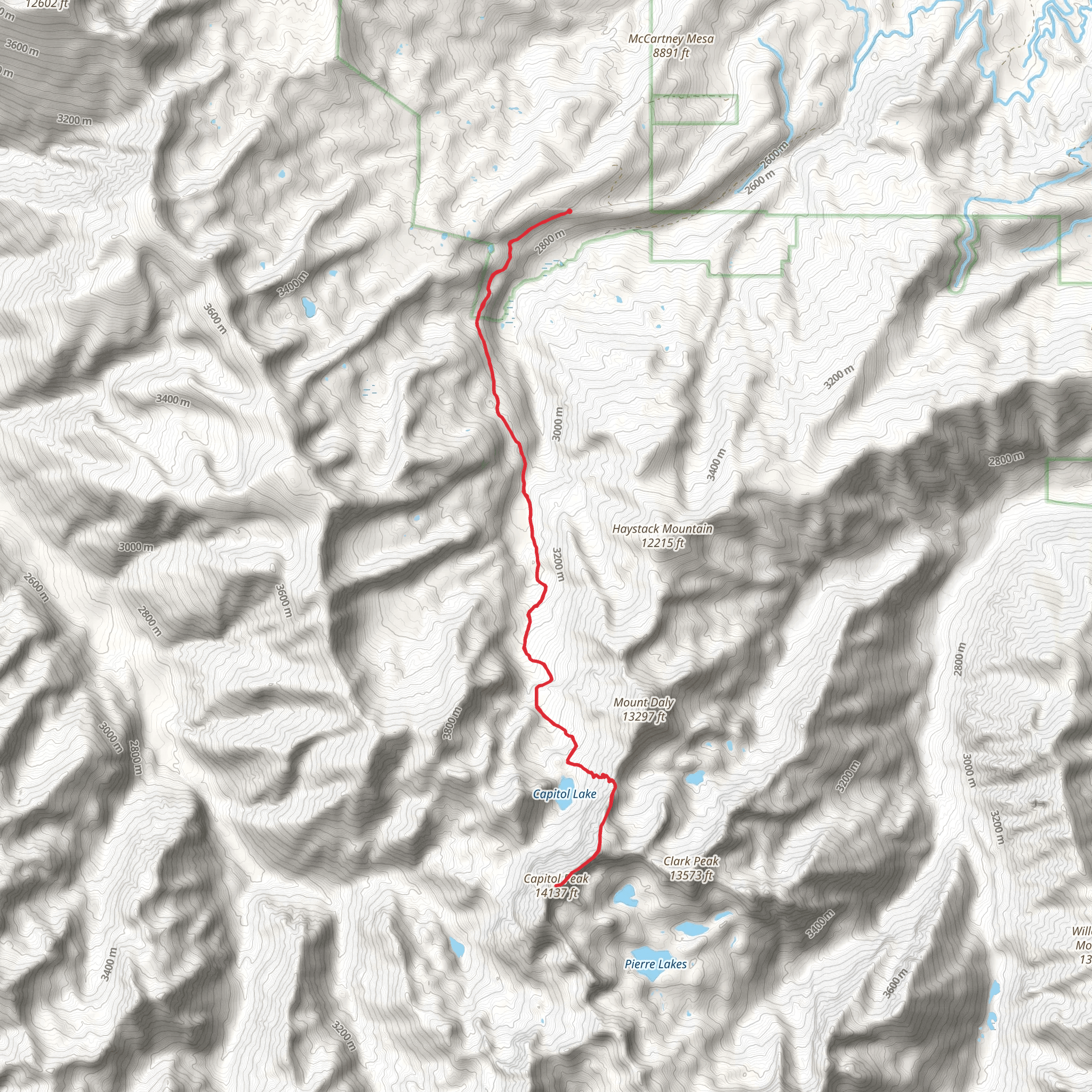 Capitol Peak Trail mobile static map