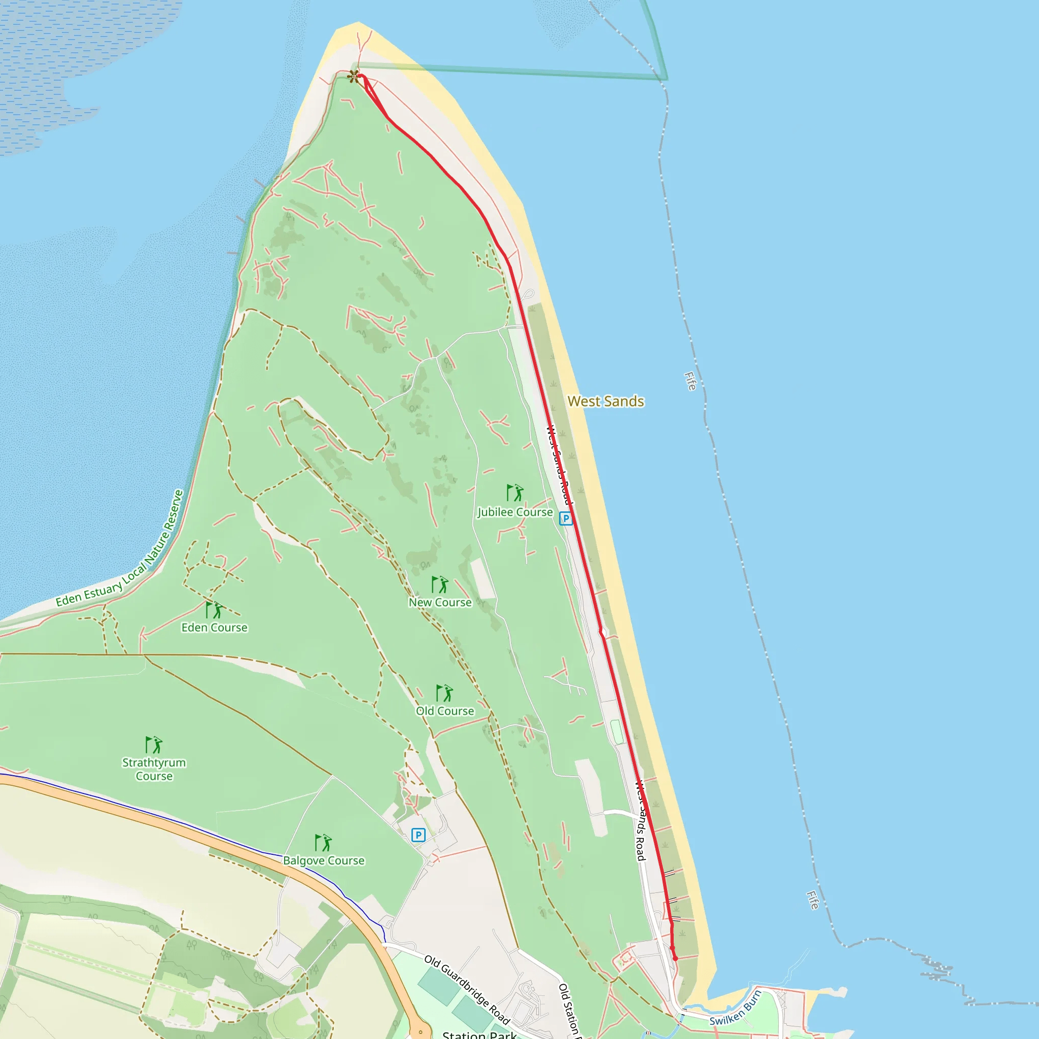 Out Head and West Sands - St Andrews mobile static map