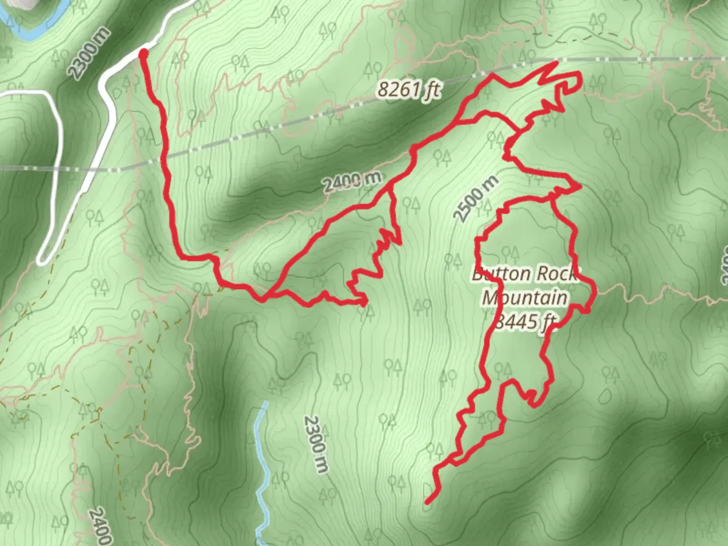 An image depicting the trail Button Rock Mountain Trail Loop and its surrounding area.