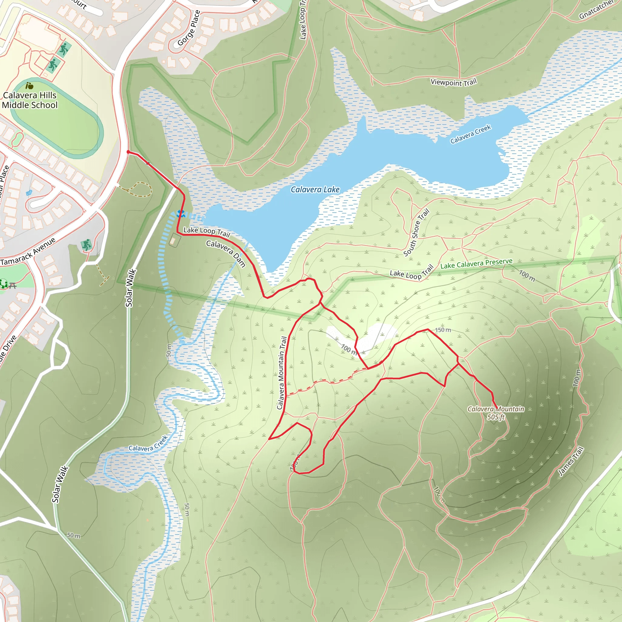 Calavera Mountain via Lake Loop Trail mobile static map