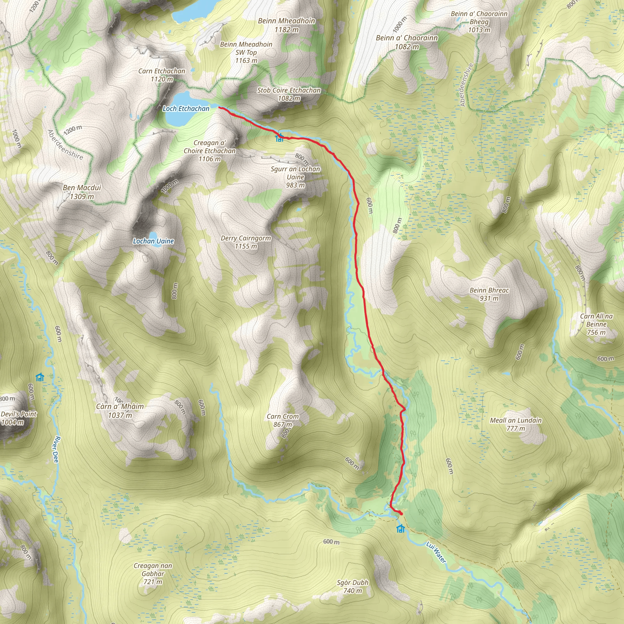 Loch Etchachan from Derry Lodge mobile static map