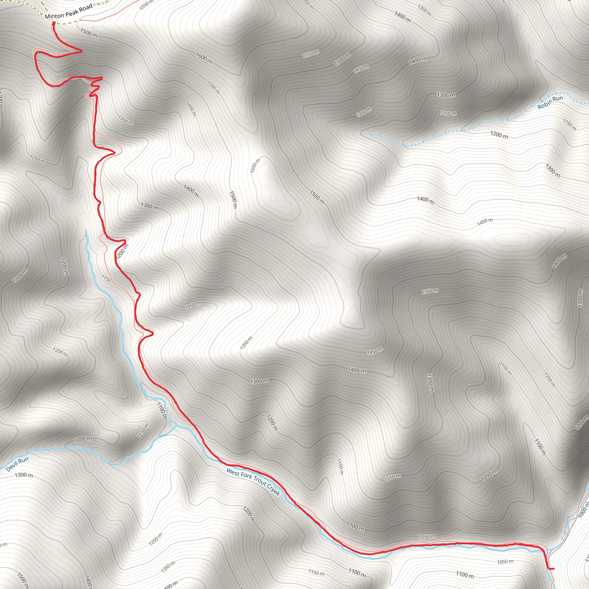 West Fork Trout Creek Trail mobile static map
