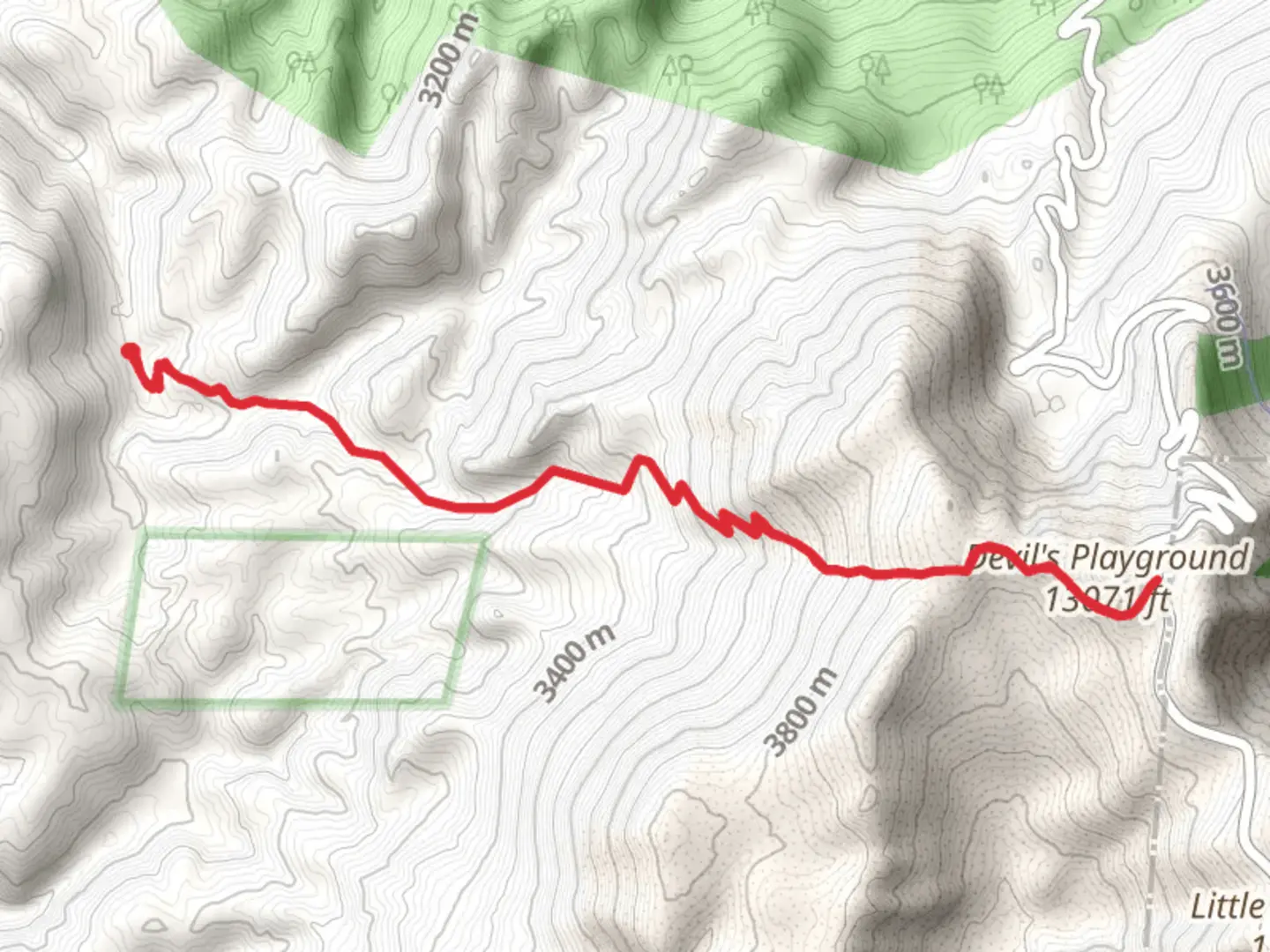 An image depicting the trail Crags to Devils Playground and its surrounding area.