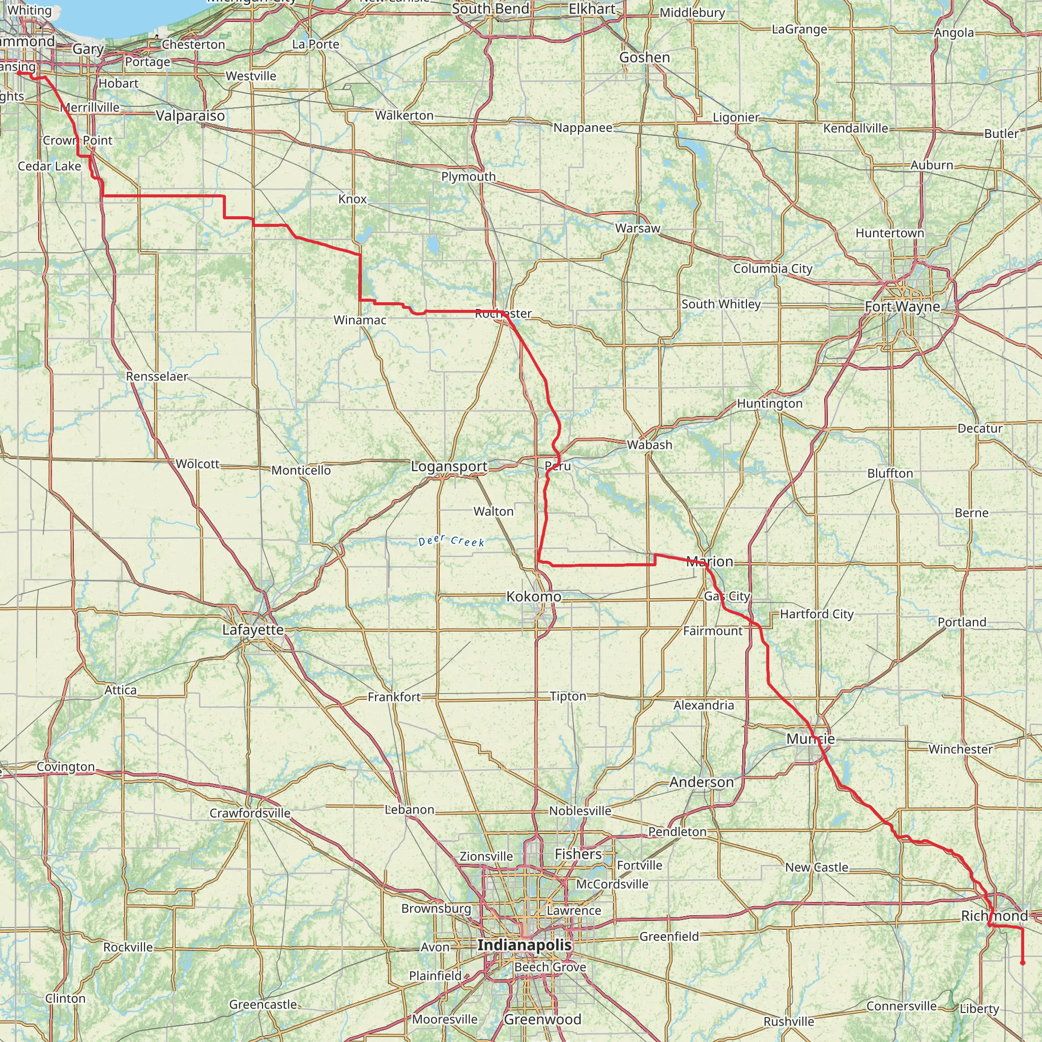 American Discovery Trail North Route - Indiana mobile static map