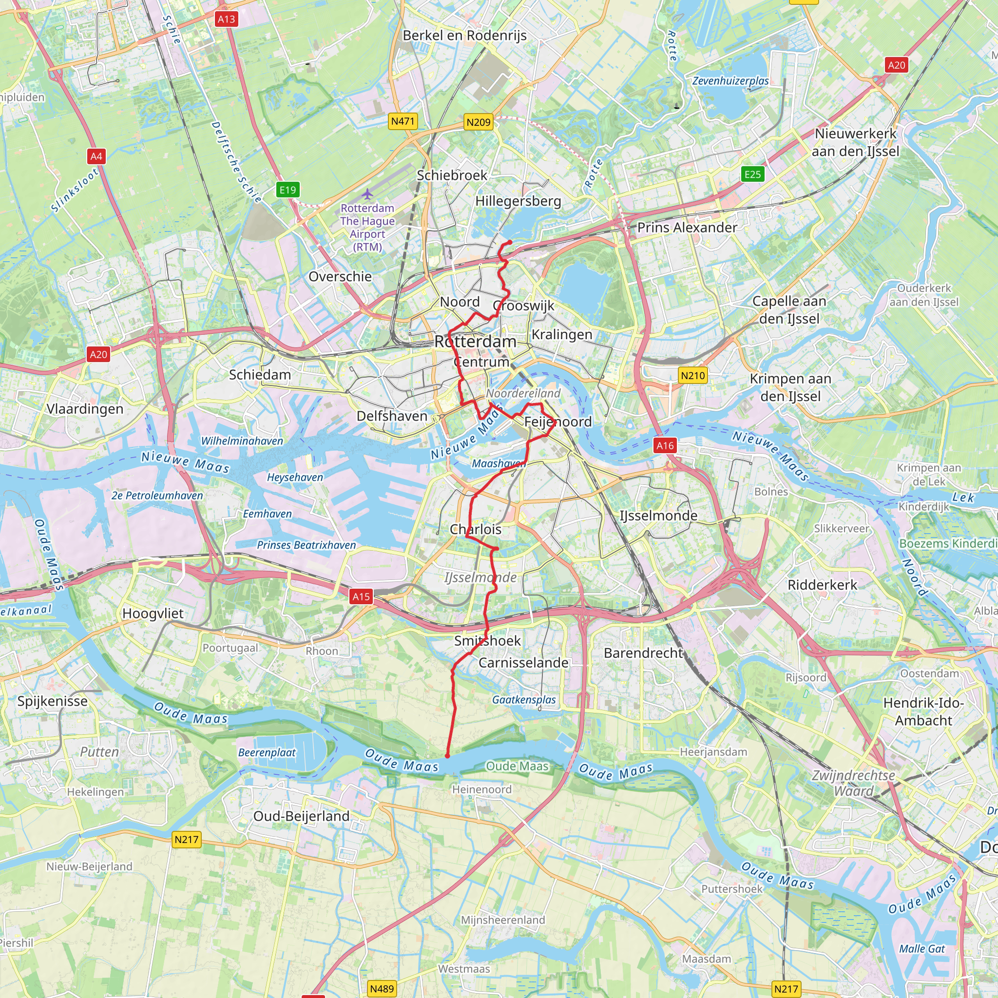 Berg en Broeksche Gemaalbrug to Fietsroute Network via Molenpolderpad mobile static map