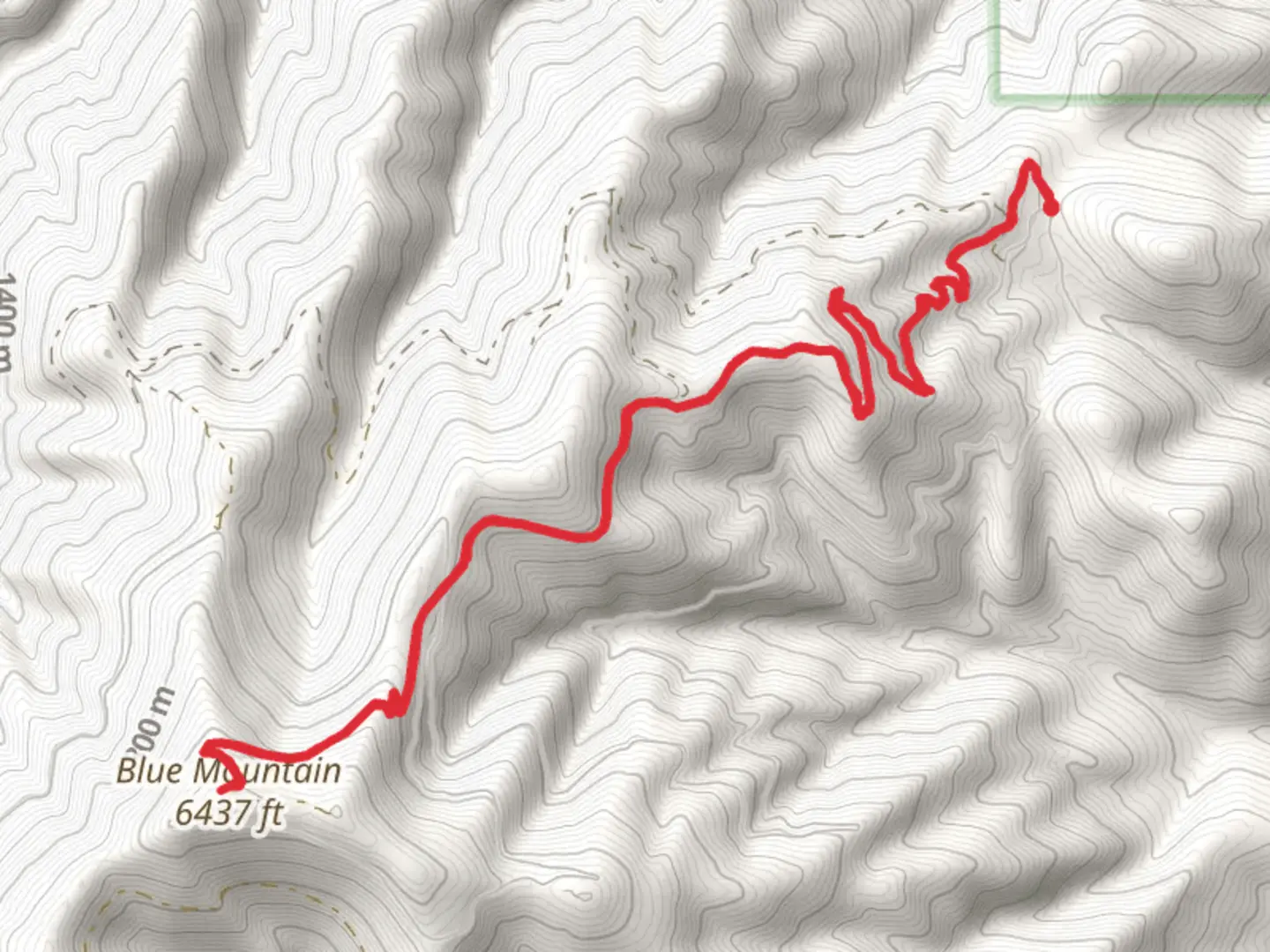 An image depicting the trail Blue Mountain from Forest Road 365 and its surrounding area.
