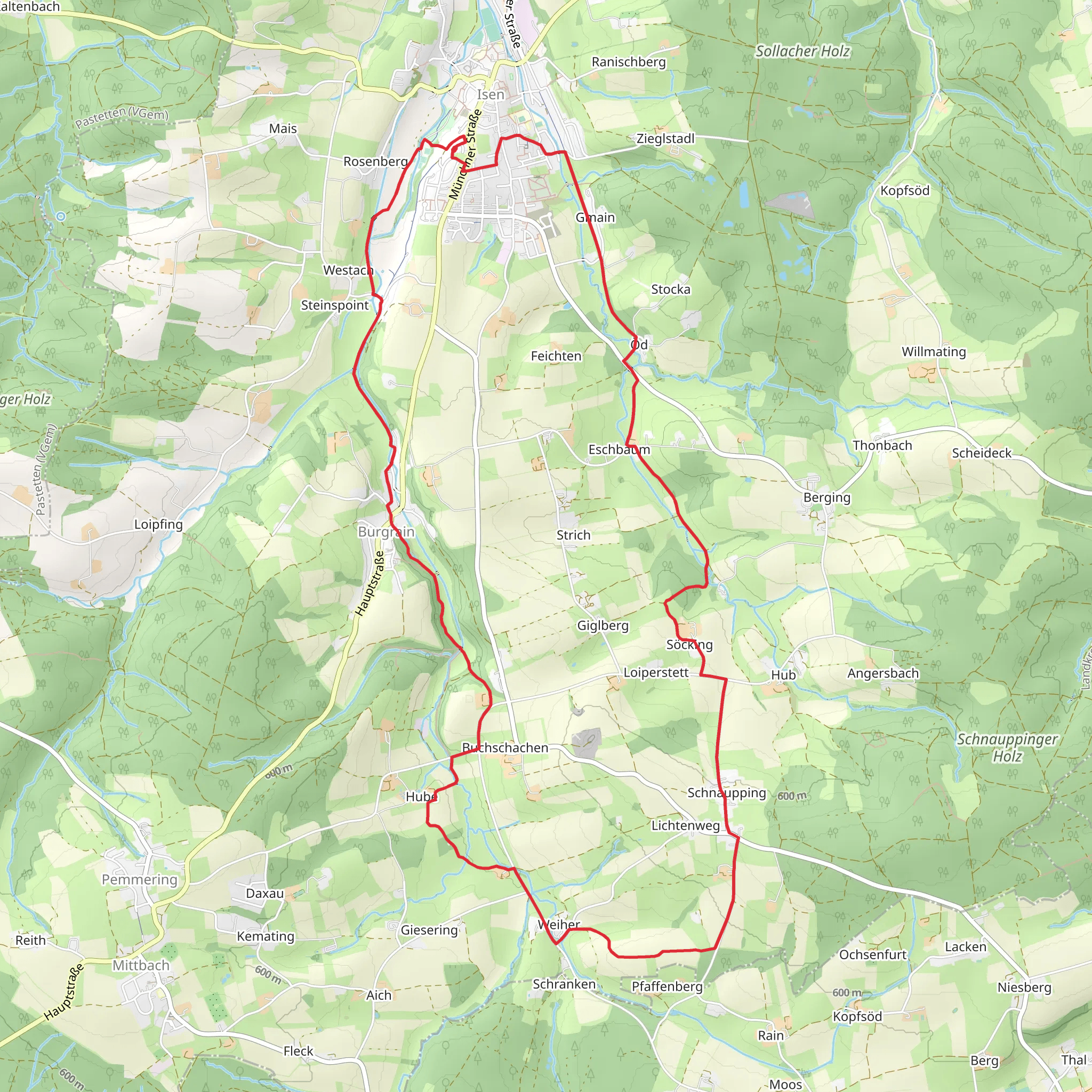 Isen via Wanderweg mobile static map