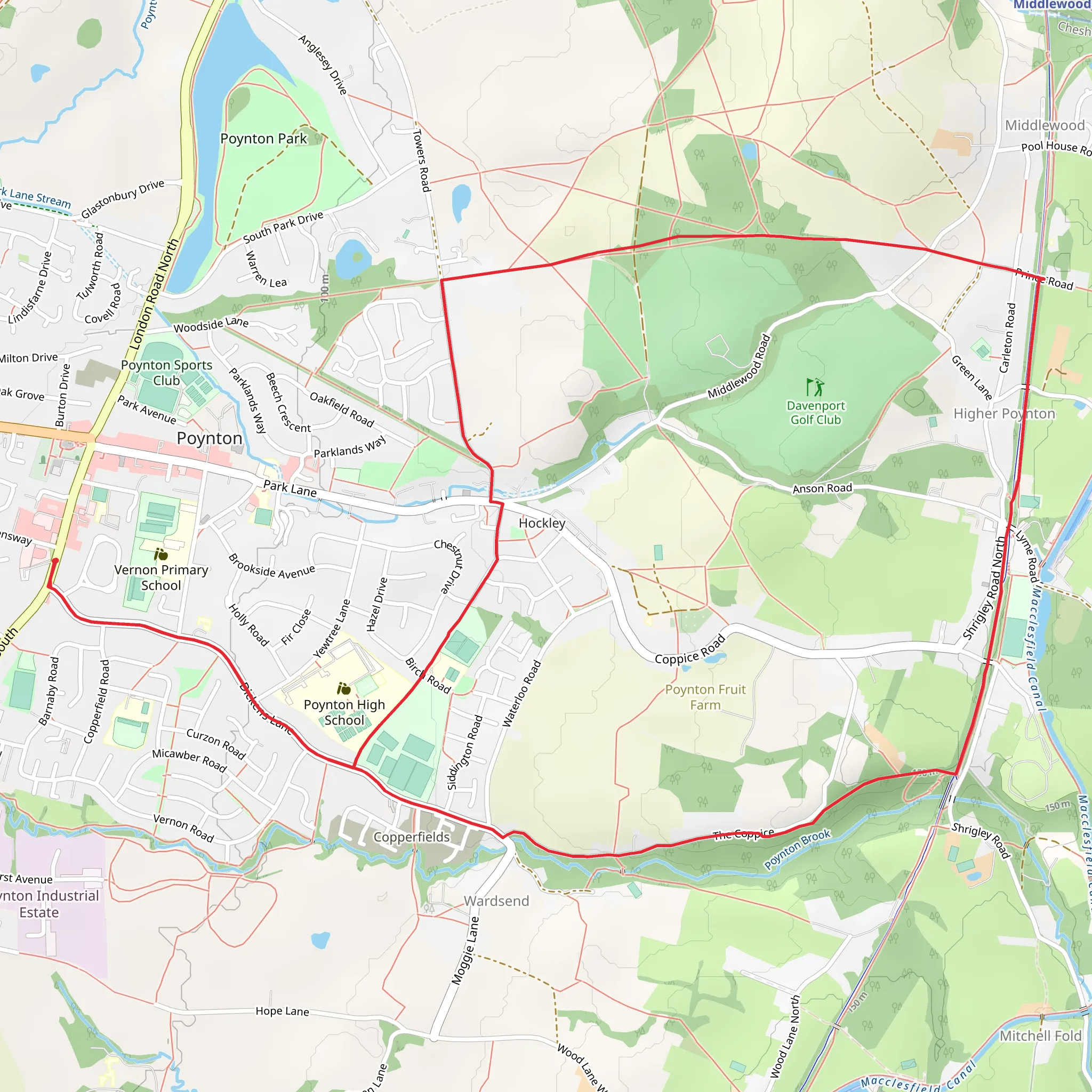Prince's Wood and Poynton Coppice Loop mobile static map