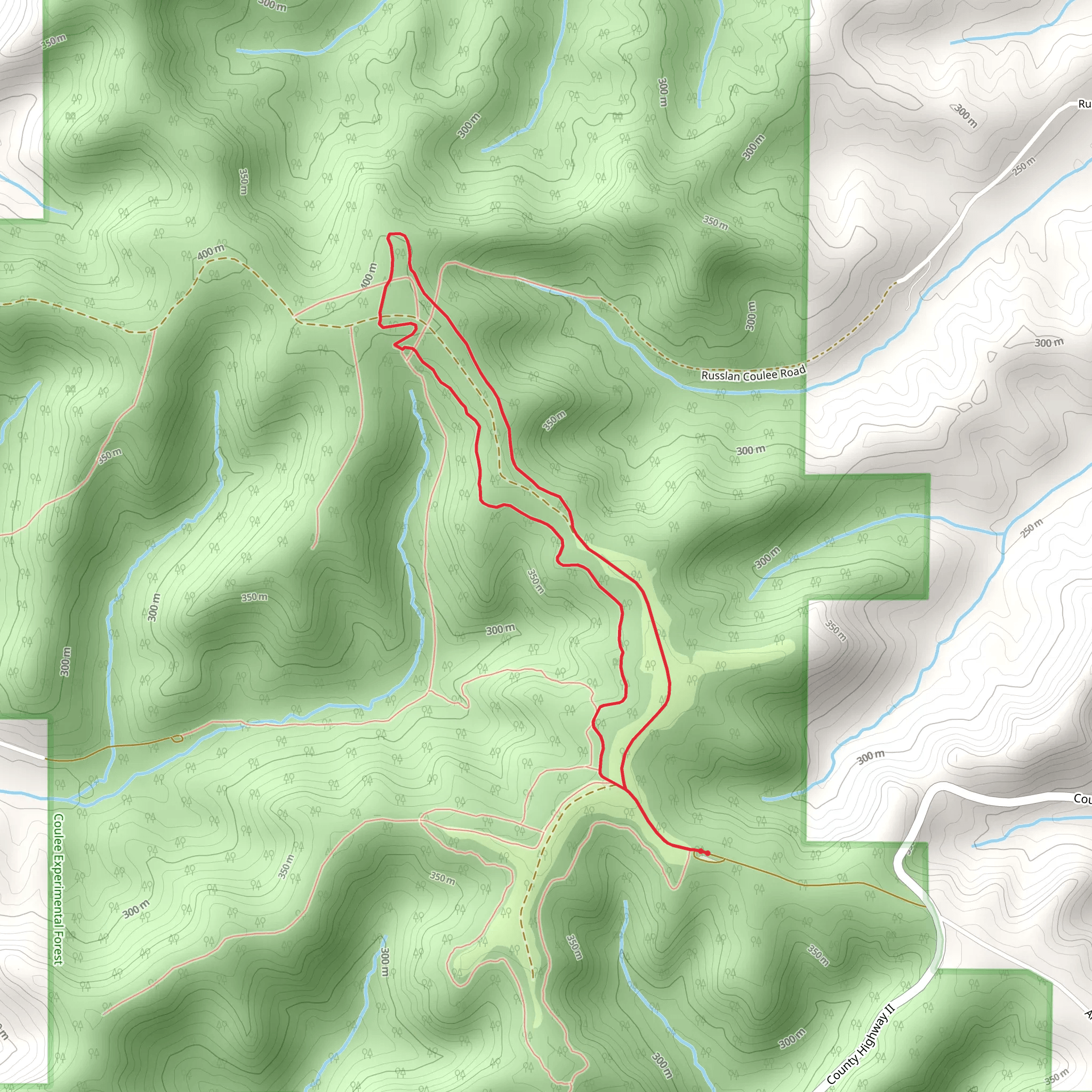 Coulee Experimental Forest Loop - East mobile static map
