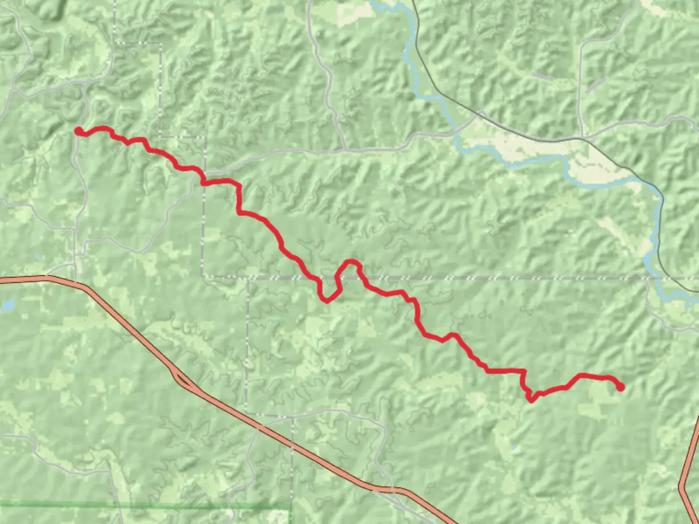 An image depicting the trail Ozark Trail - Victory Section and its surrounding area.