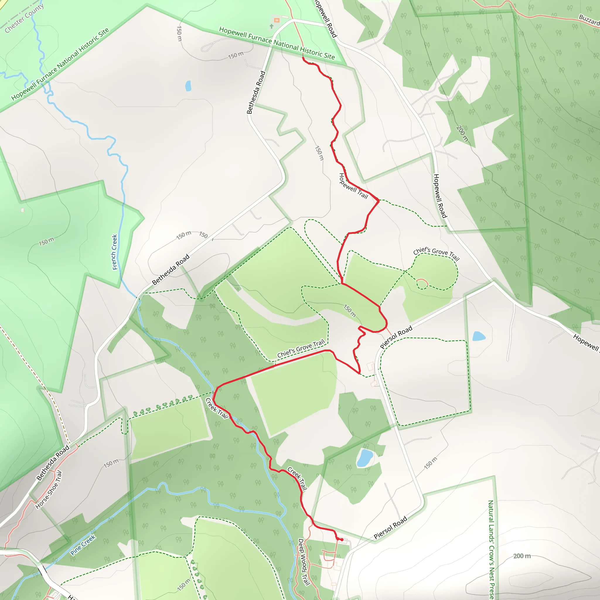 Creek and Chief’s Grove and Hopewell Trail mobile static map