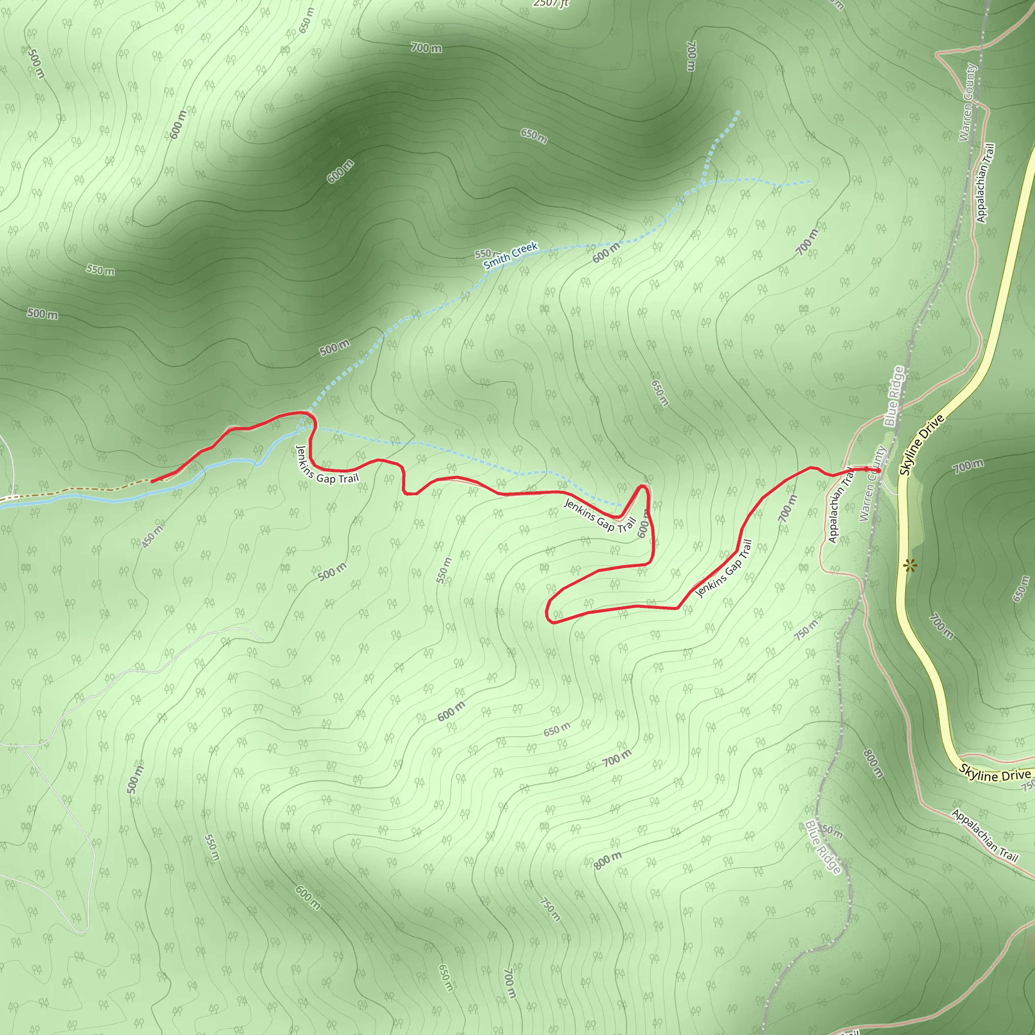 Jenkins Gap Trail mobile static map
