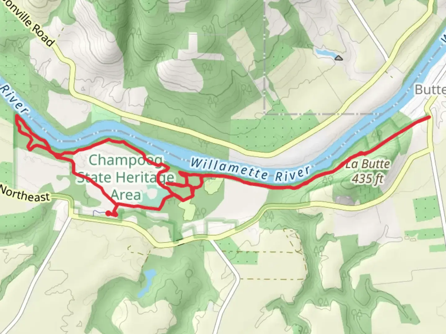 An image depicting the trail Willamette River Loop Trail and its surrounding area.