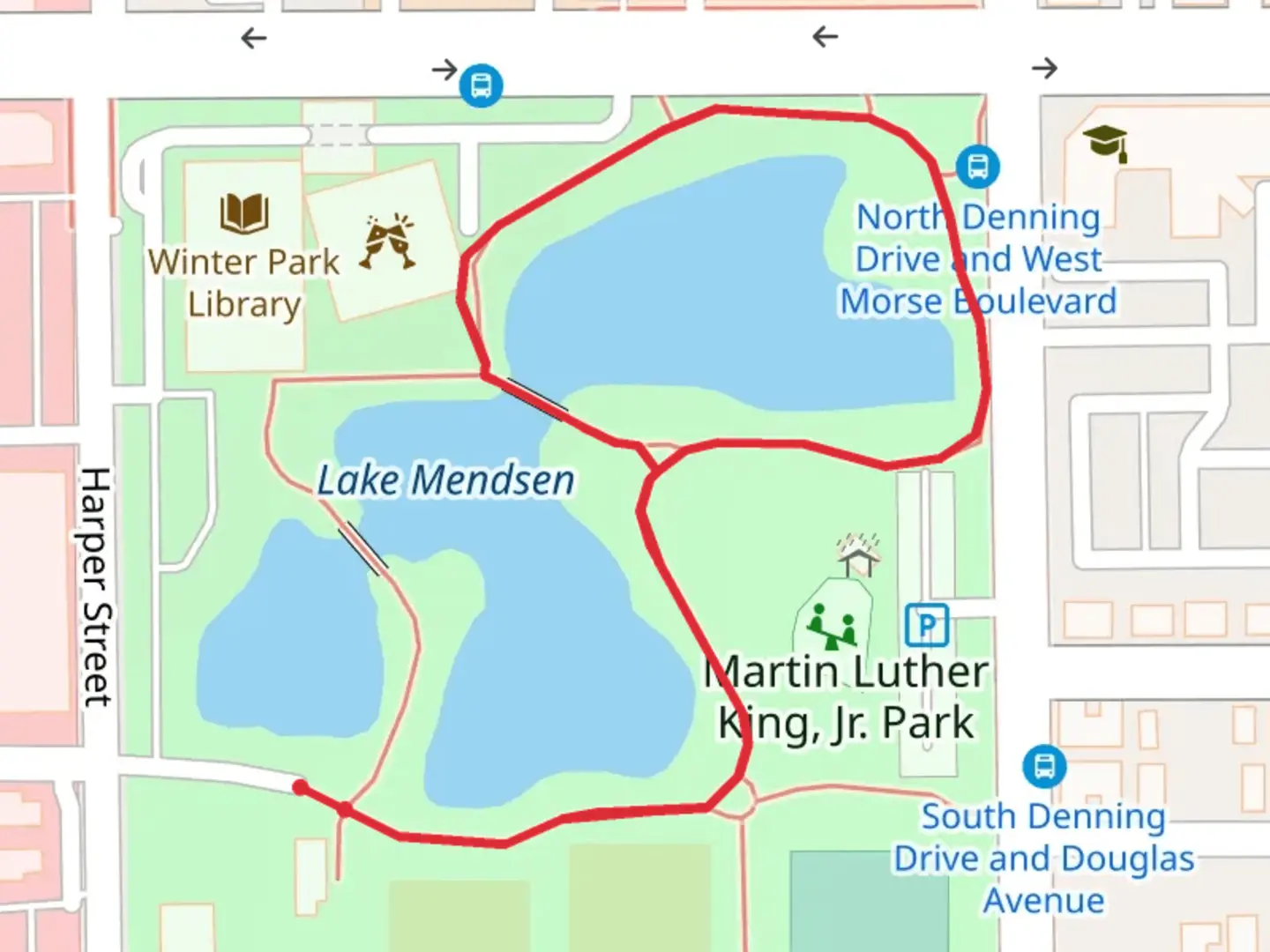 An image depicting the trail Lake Island Park Loop and its surrounding area.