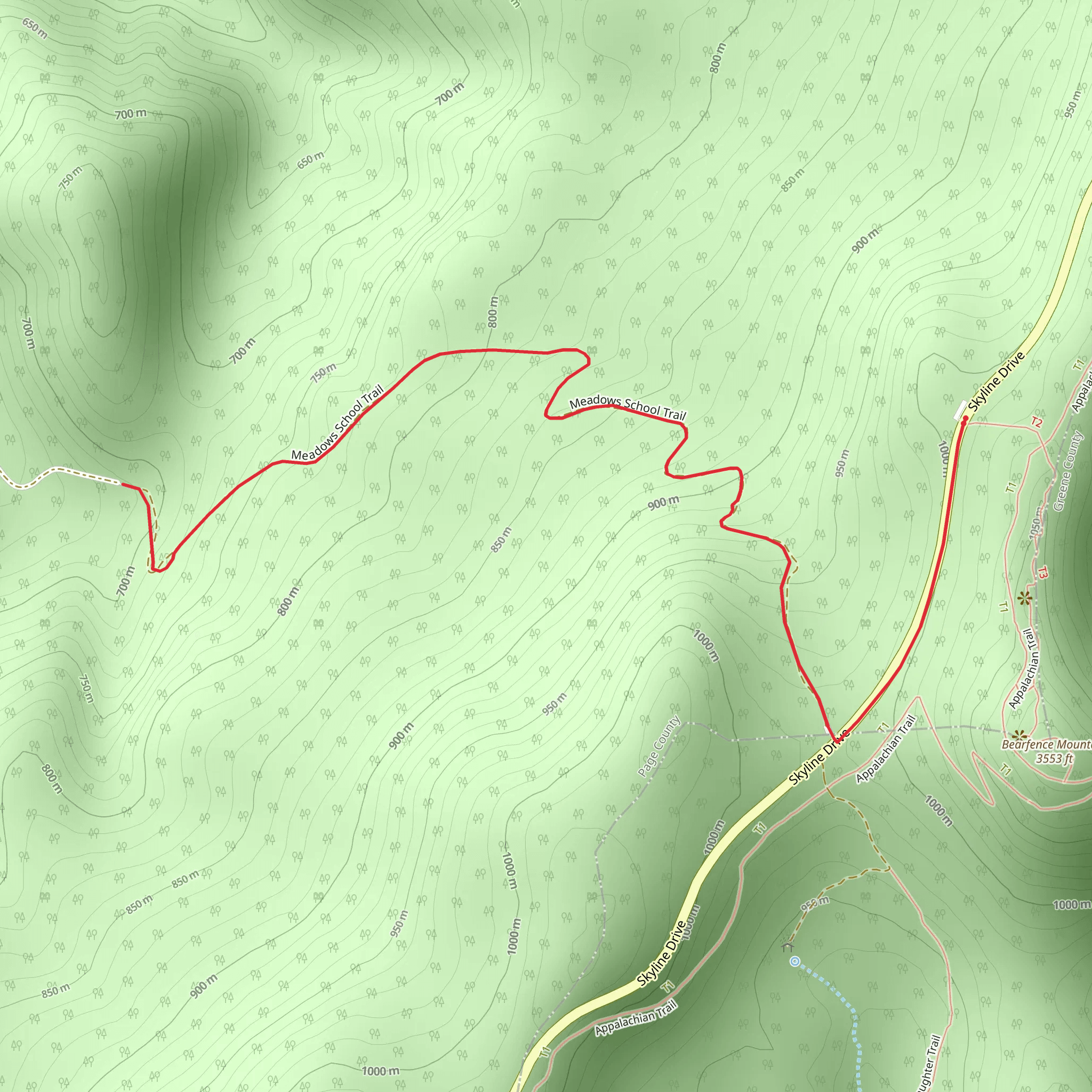 Meadow School Trail mobile static map