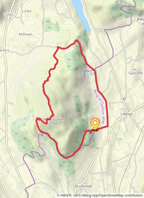 A map preview of the recording Hike on Slieve Gullion Loop.