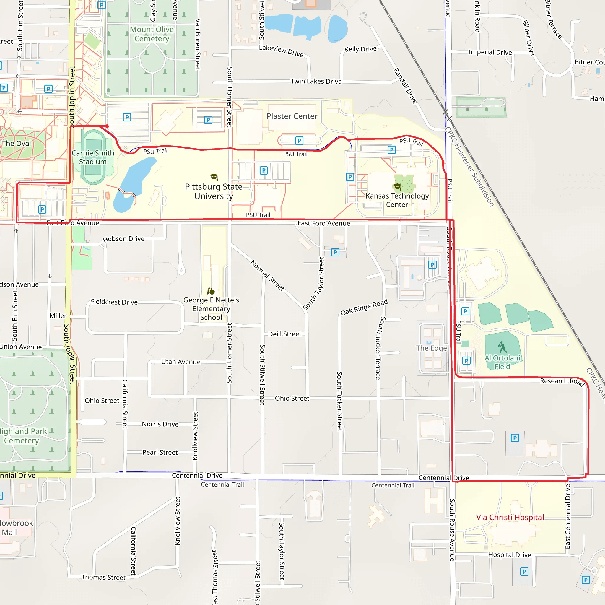 University Lake and PSU Loop Trail mobile static map