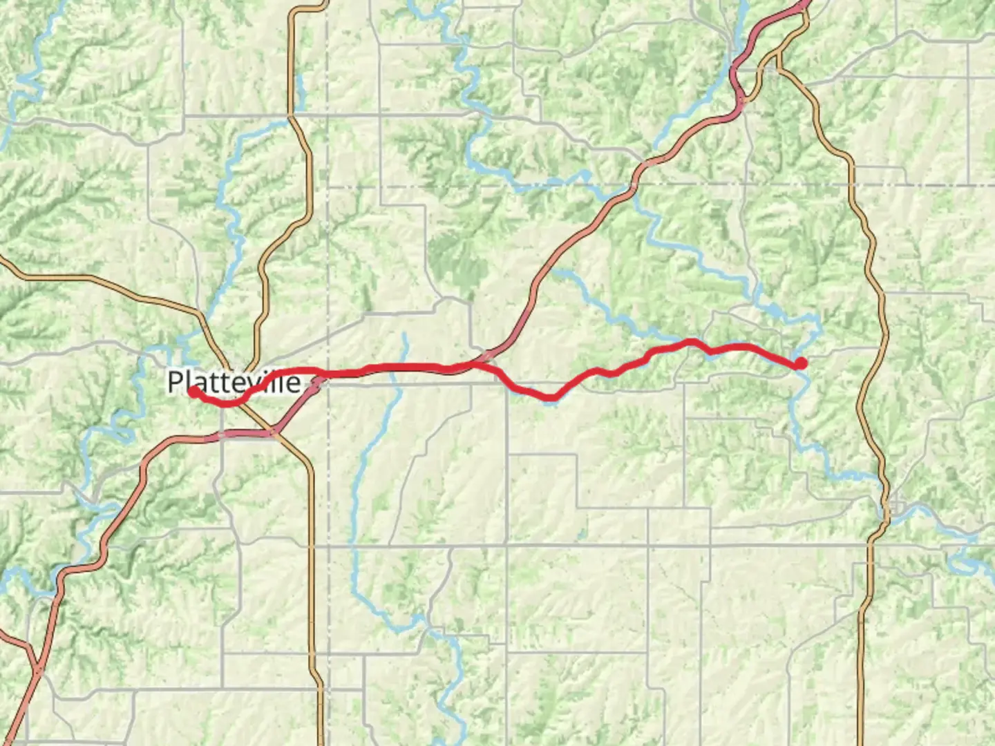 An image depicting the trail Pecatonica State Trail to Pioneer Trail and its surrounding area.