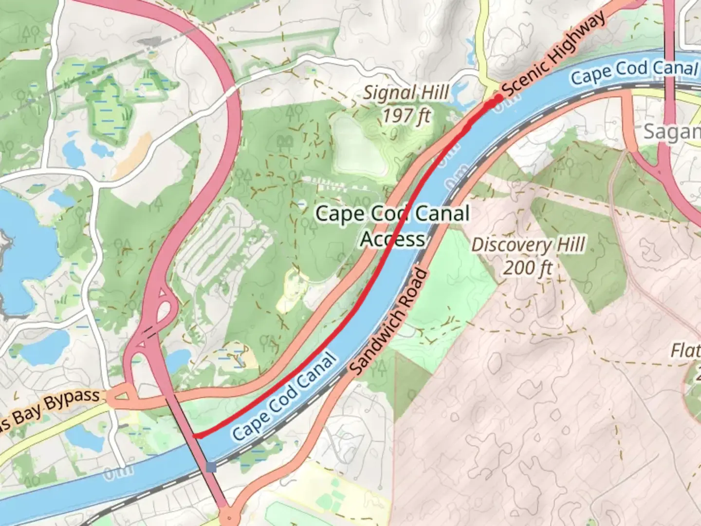 An image depicting the trail Cape Cod Canal Trail and its surrounding area.