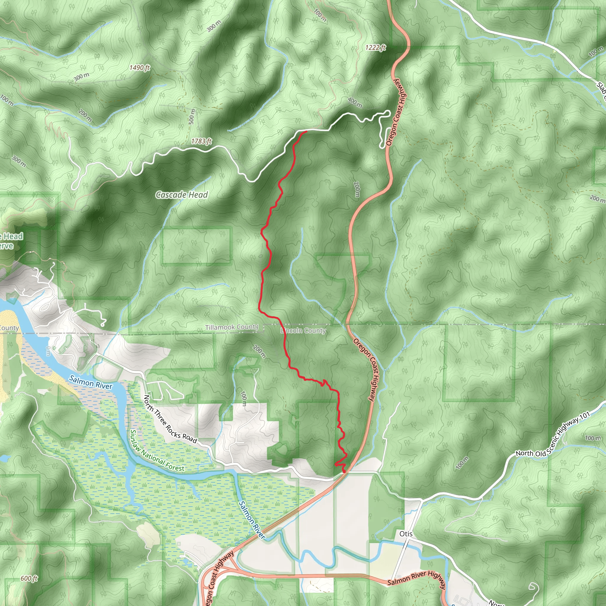 Cascade Head Rainforest Trail mobile static map