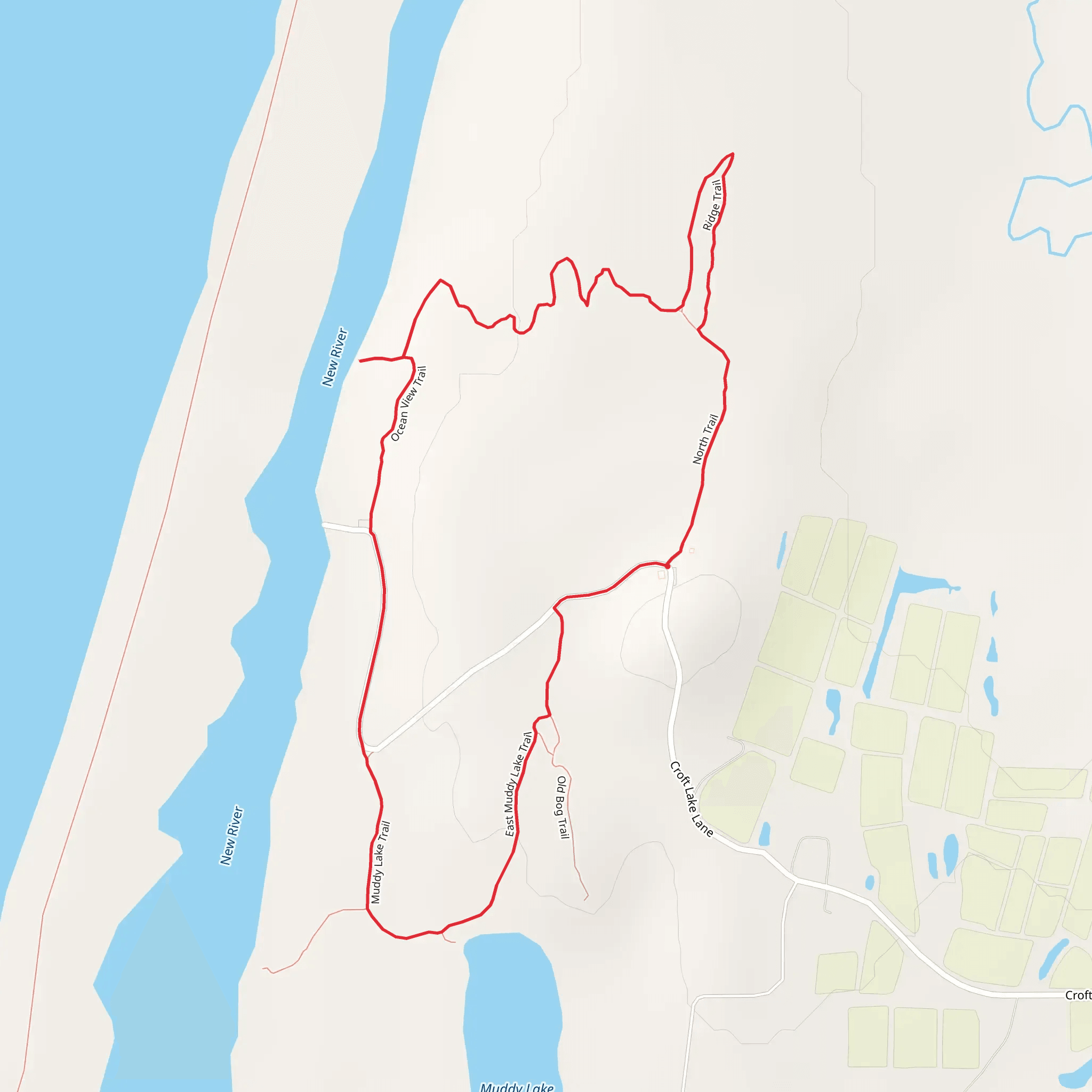 Muddy Lake, Ocean View Trail and North Loop Trail mobile static map