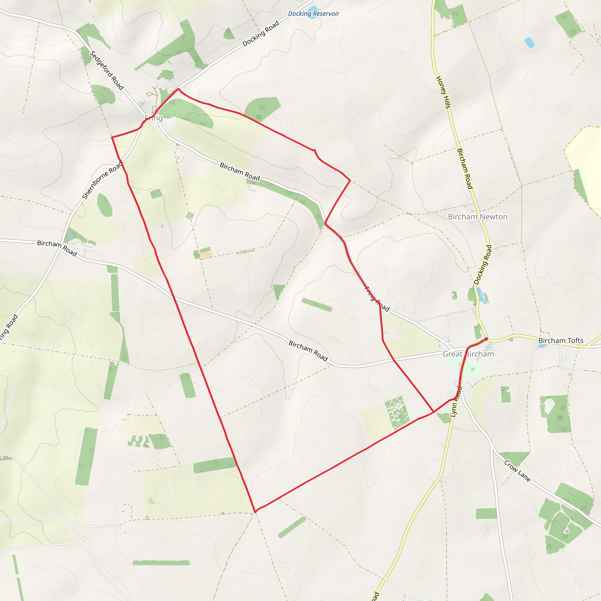 Great Bircham and Fring Circular mobile static map