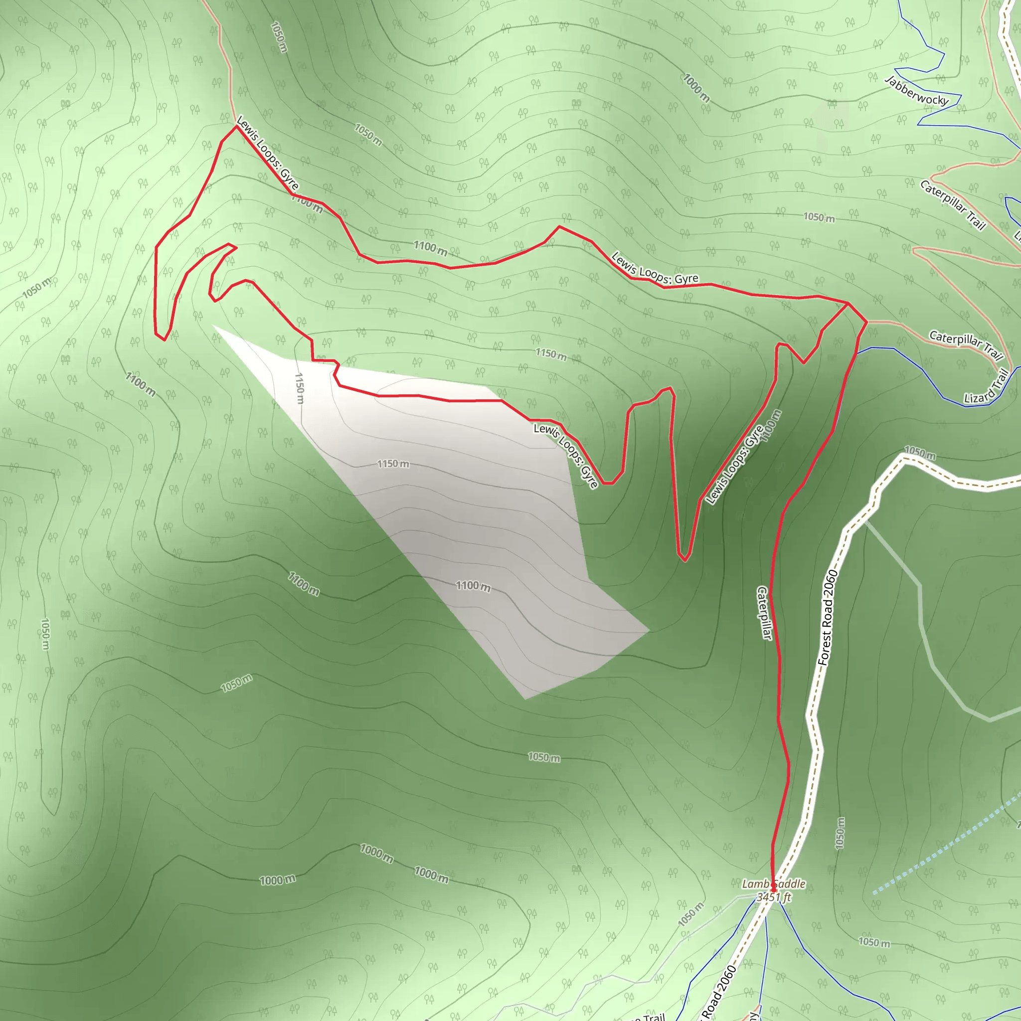 Caterpillar Trail and Lewis Loop Gyre mobile static map