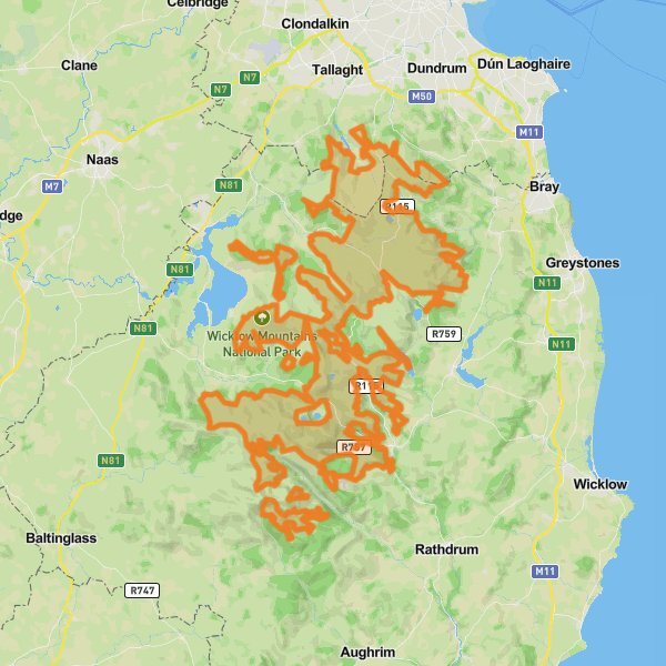 Wicklow Mountains National Park mobile static map