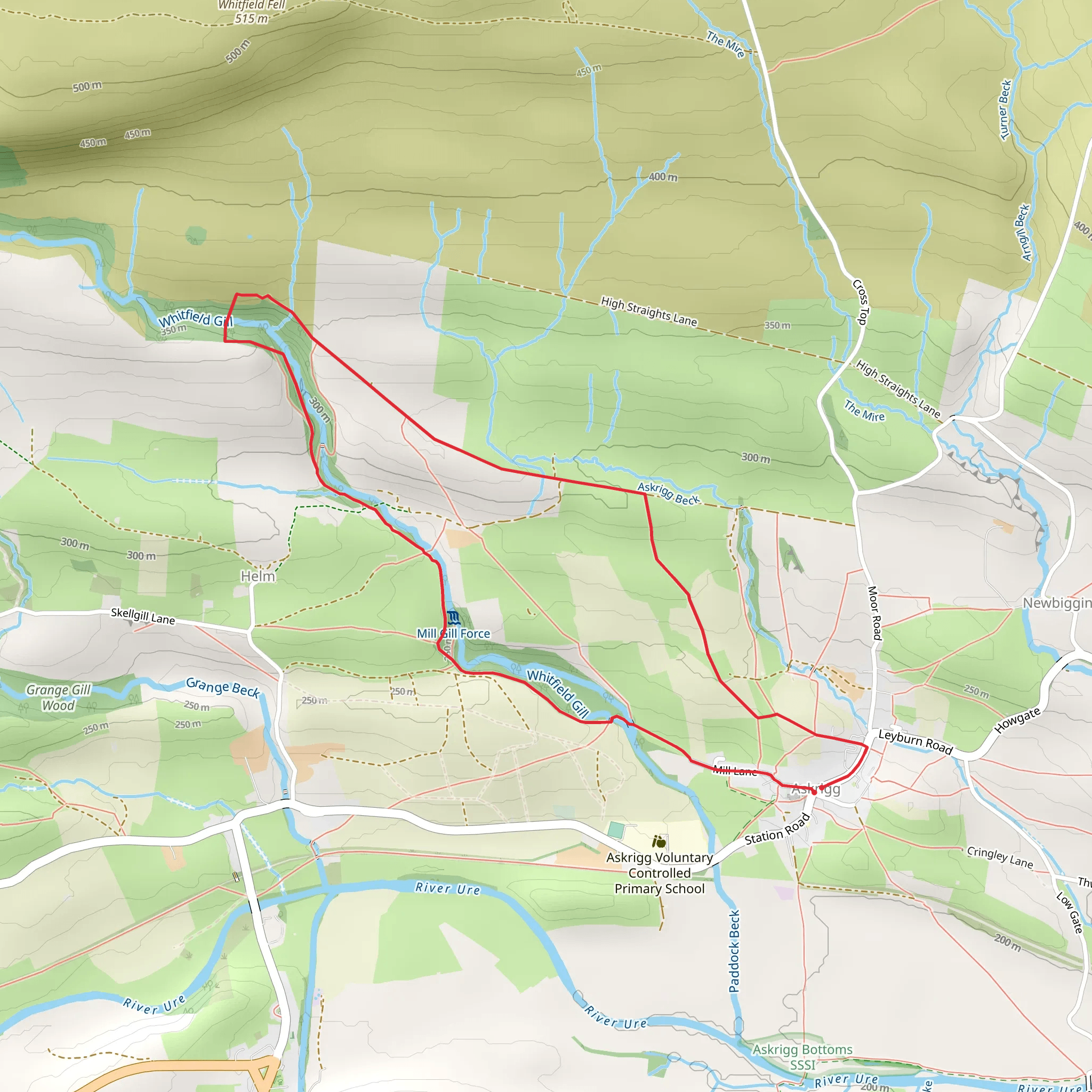 Mill Gill Force from Askrigg mobile static map