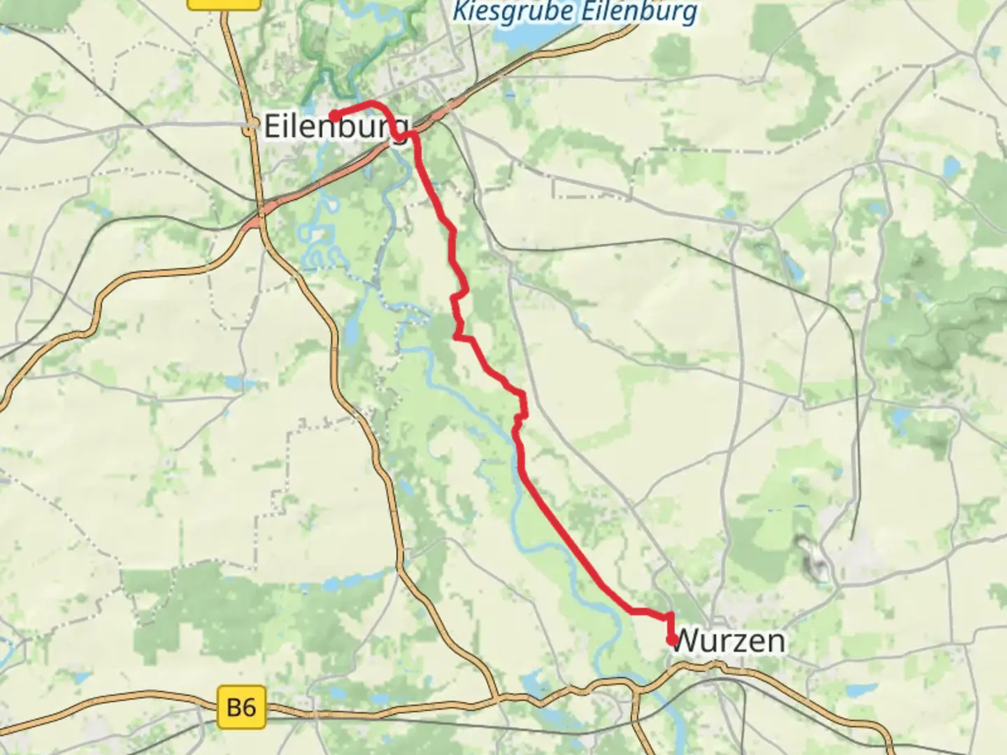 An image depicting the trail Wurzen to Eilenburg Walk and its surrounding area.