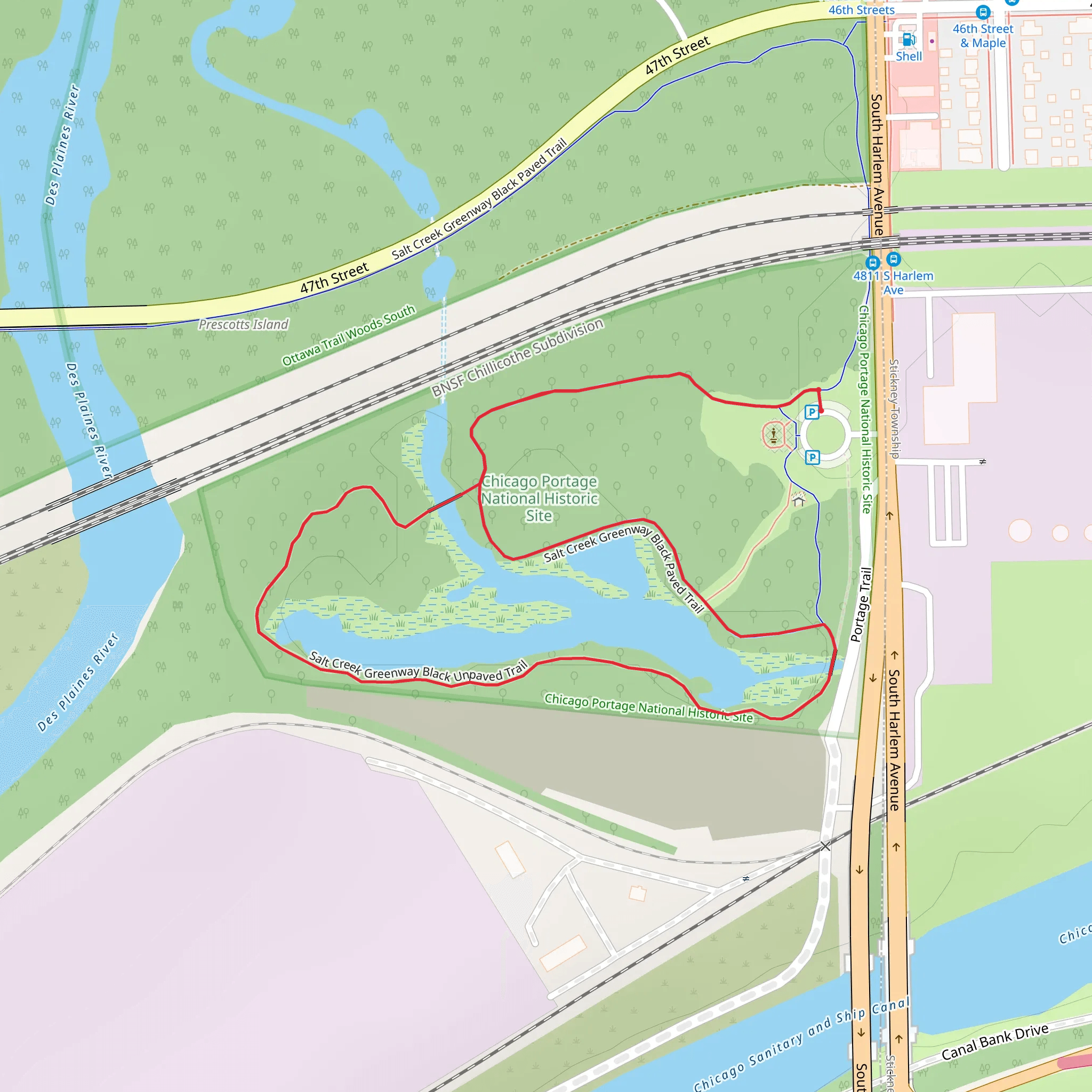 Salt Creek Greenway Black Paved and Unpaved Trail mobile static map