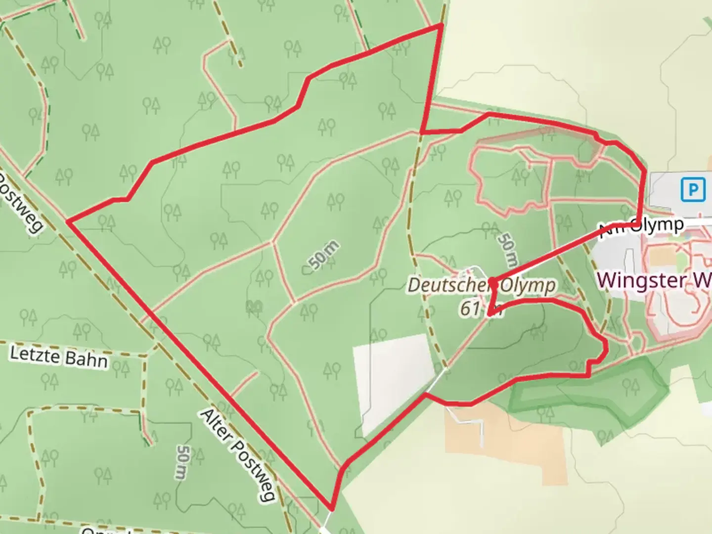 An image depicting the trail Aussichtsturm Deutscher Olymp Loop and its surrounding area.