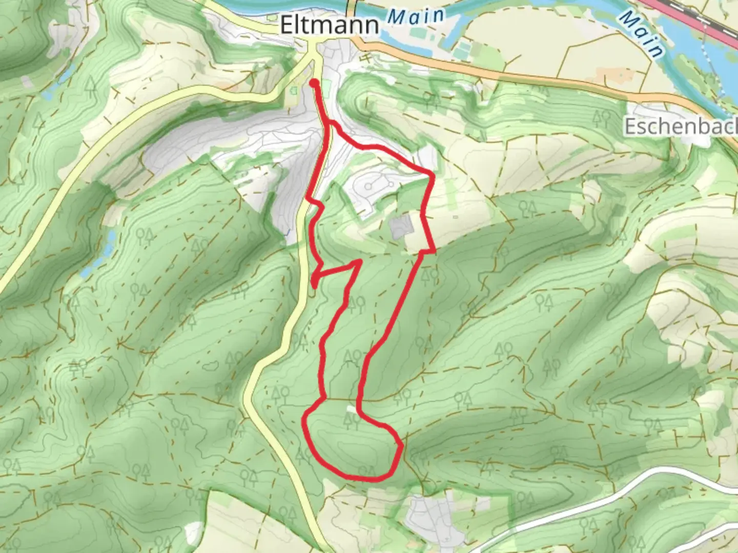 An image depicting the trail Rundweg Eltmann E 3 and its surrounding area.
