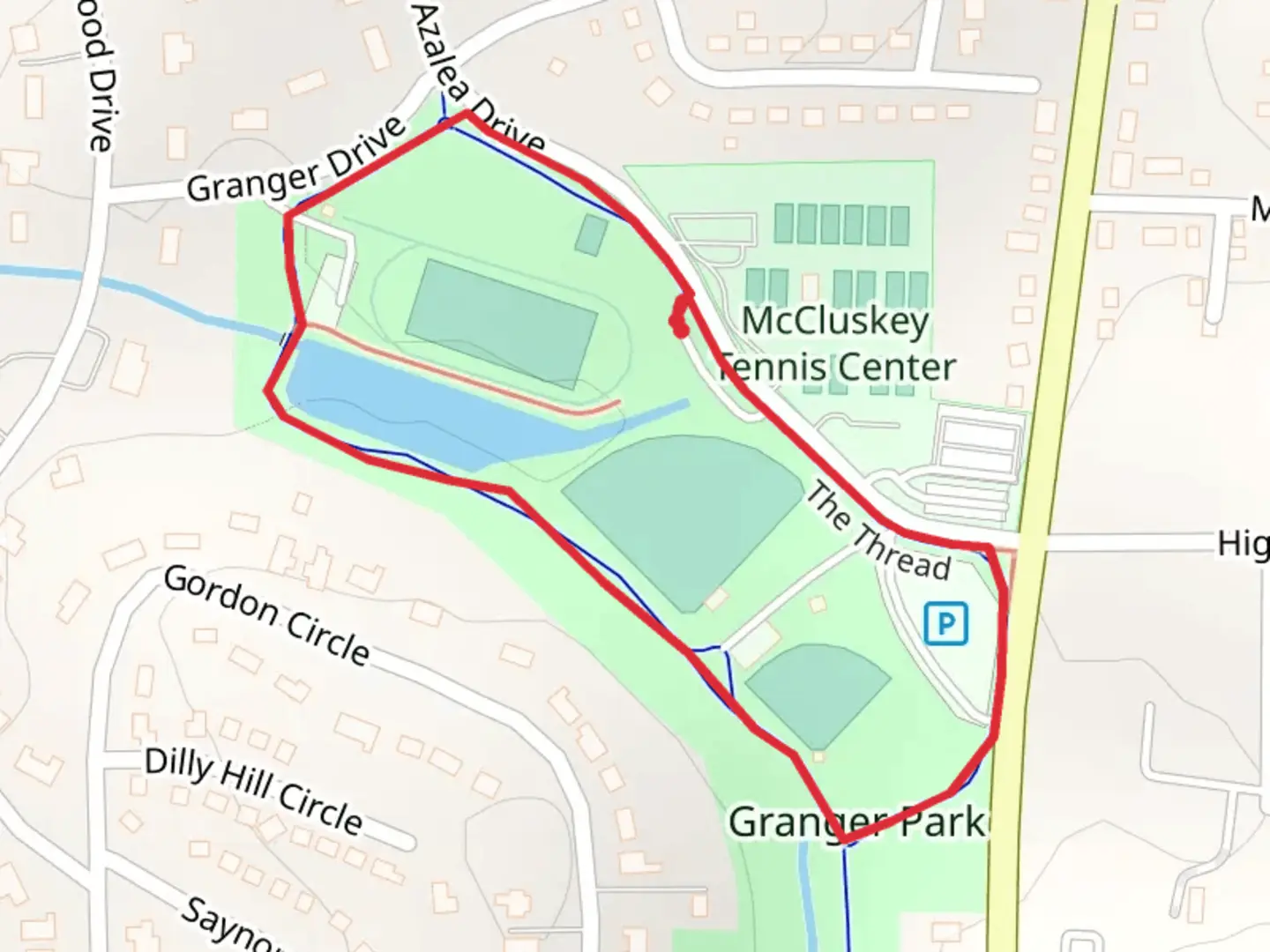An image depicting the trail Granger Park Loop and its surrounding area.