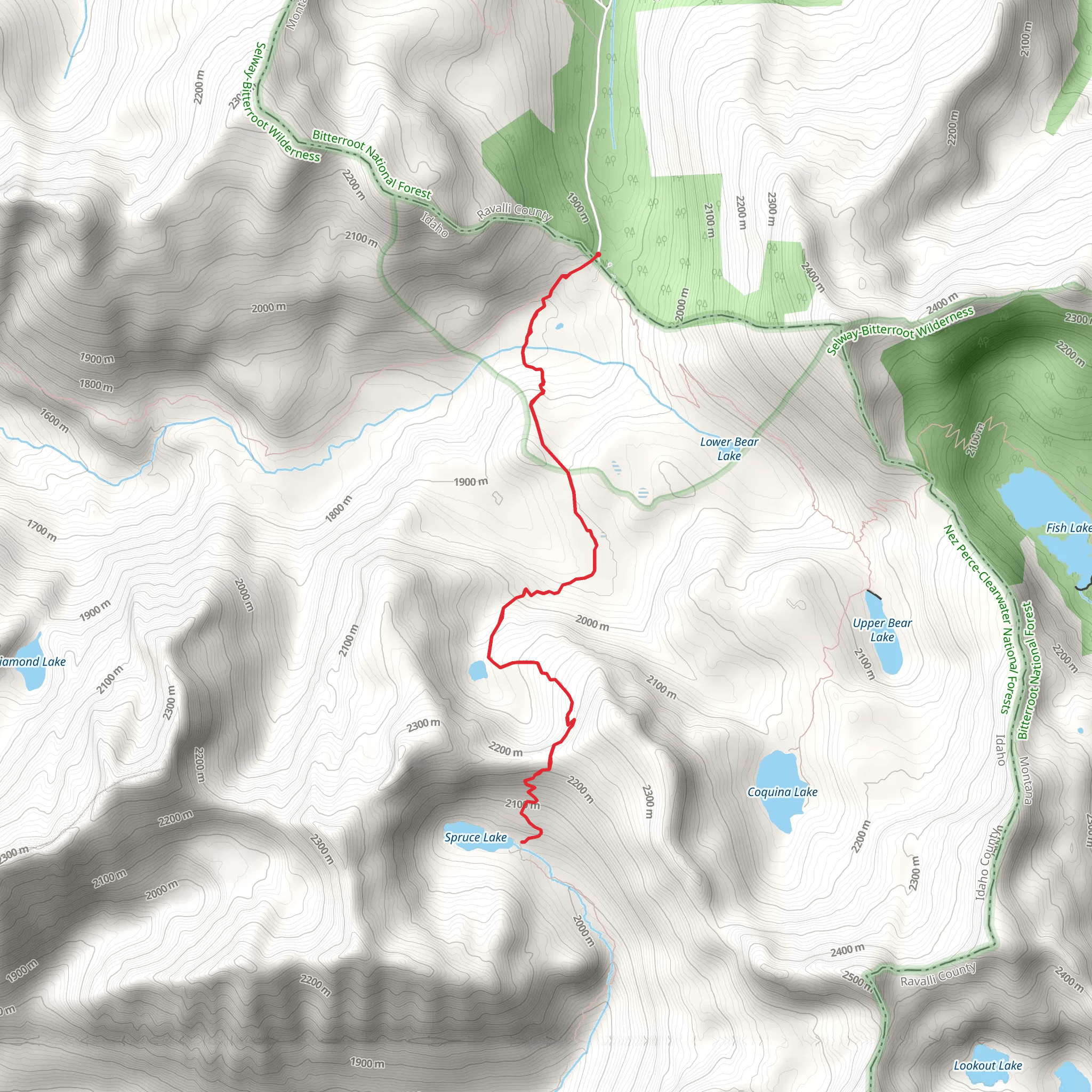 Spruce Lake via Spruce Creek Trail mobile static map