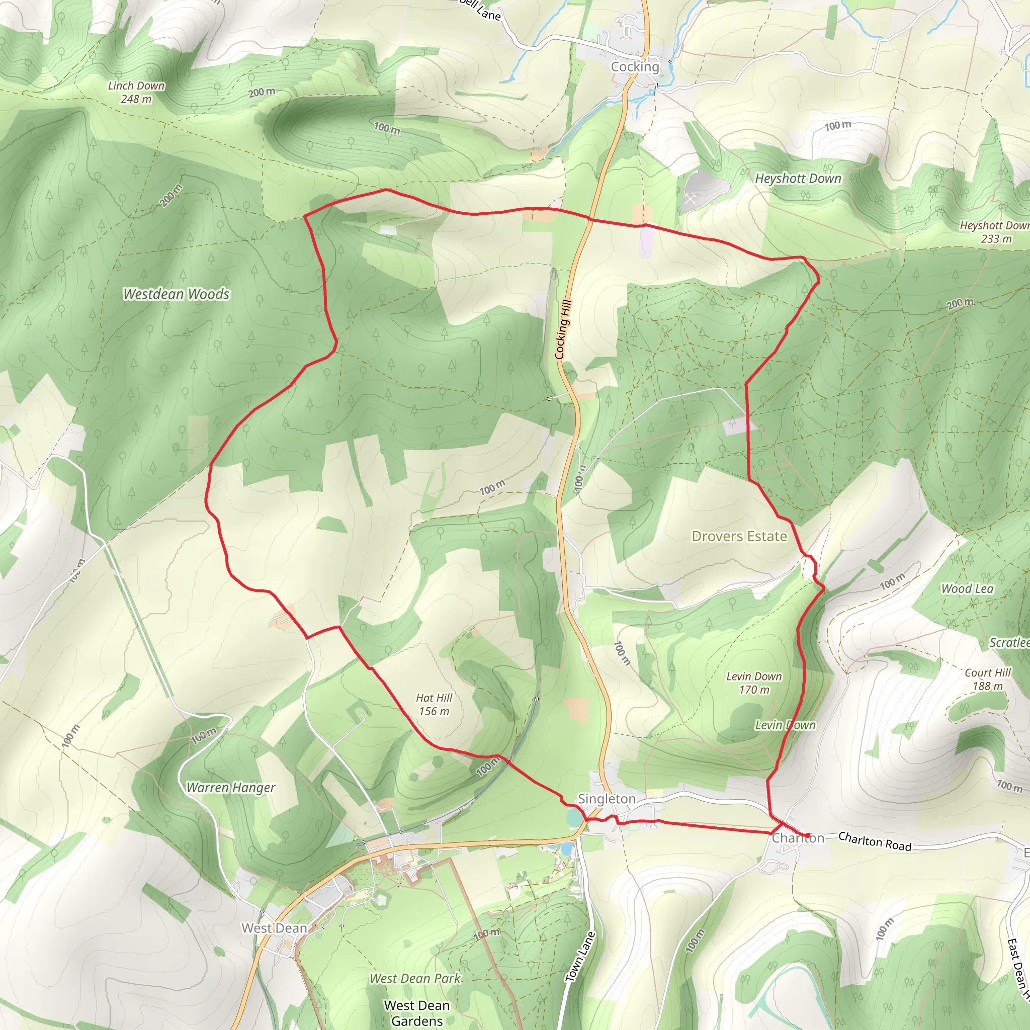 Singleton and Charlton Loop Walk mobile static map
