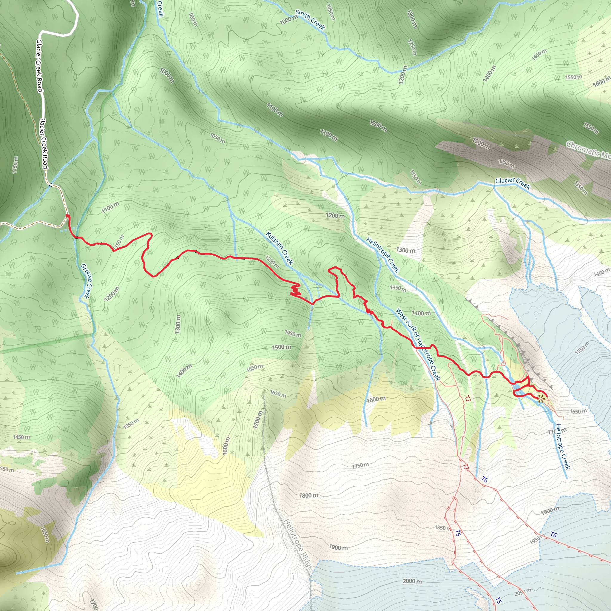 Glacier View and Heliotrope Ridge Trail mobile static map