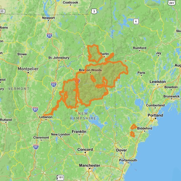 White Mountain National Forest mobile static map