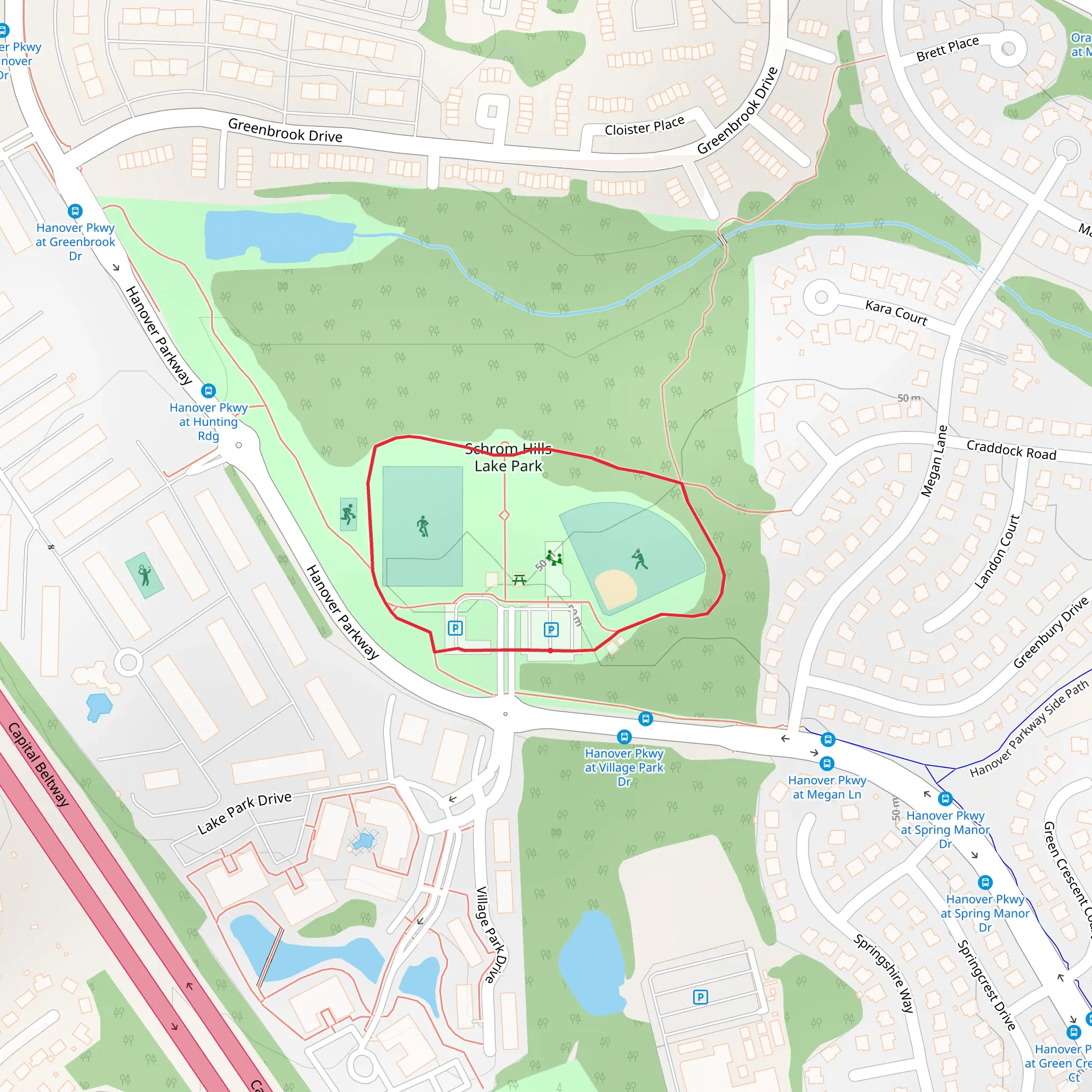 Schrom Hills Lake Park Loop mobile static map