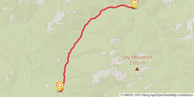 Whitecomb Peak via Upper Twin Creek Trail stage 2 Map