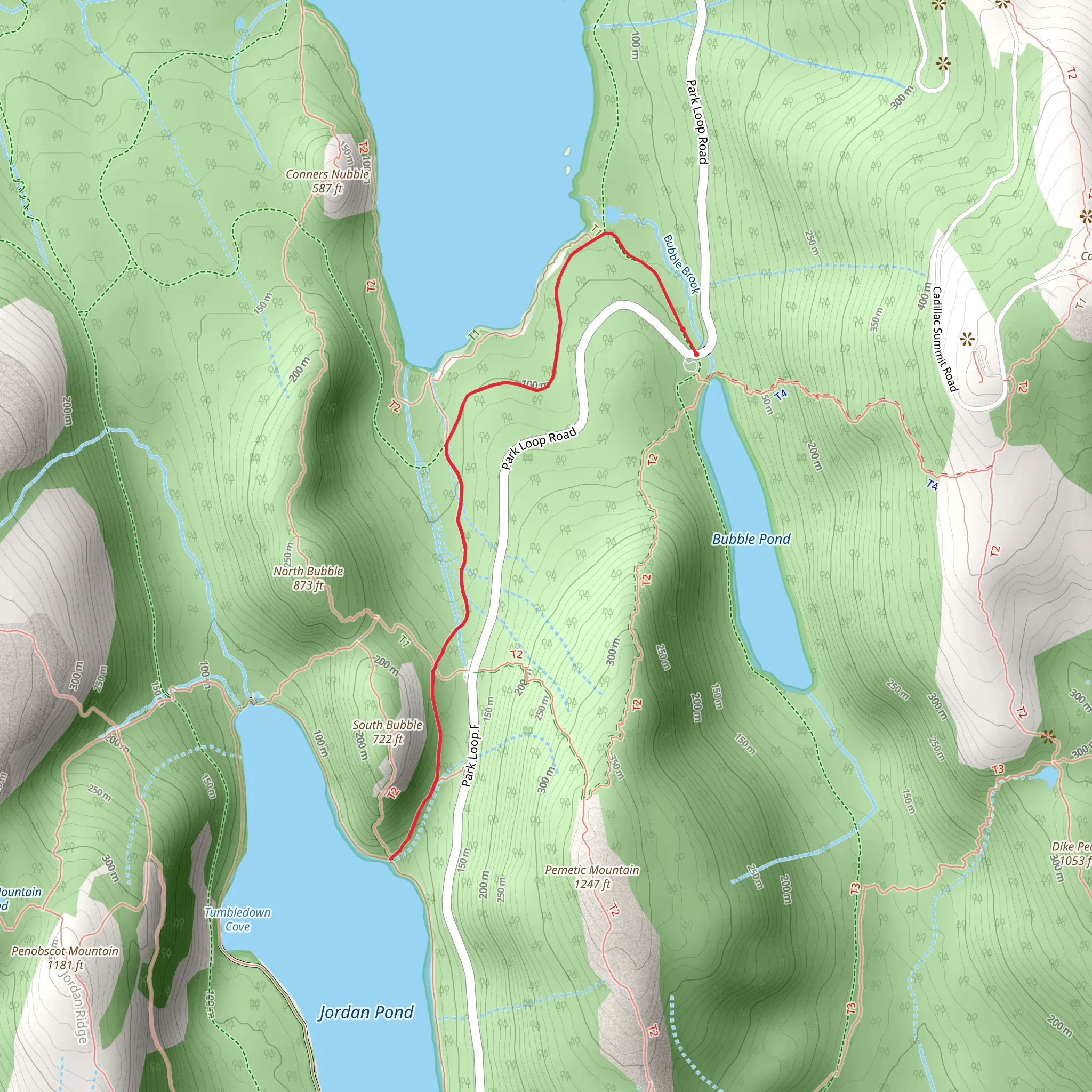 Jordan Pond Carry Trail mobile static map